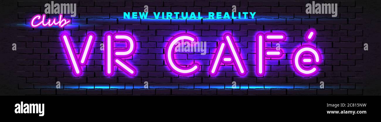 VR Cafe neon banner Stock Vector