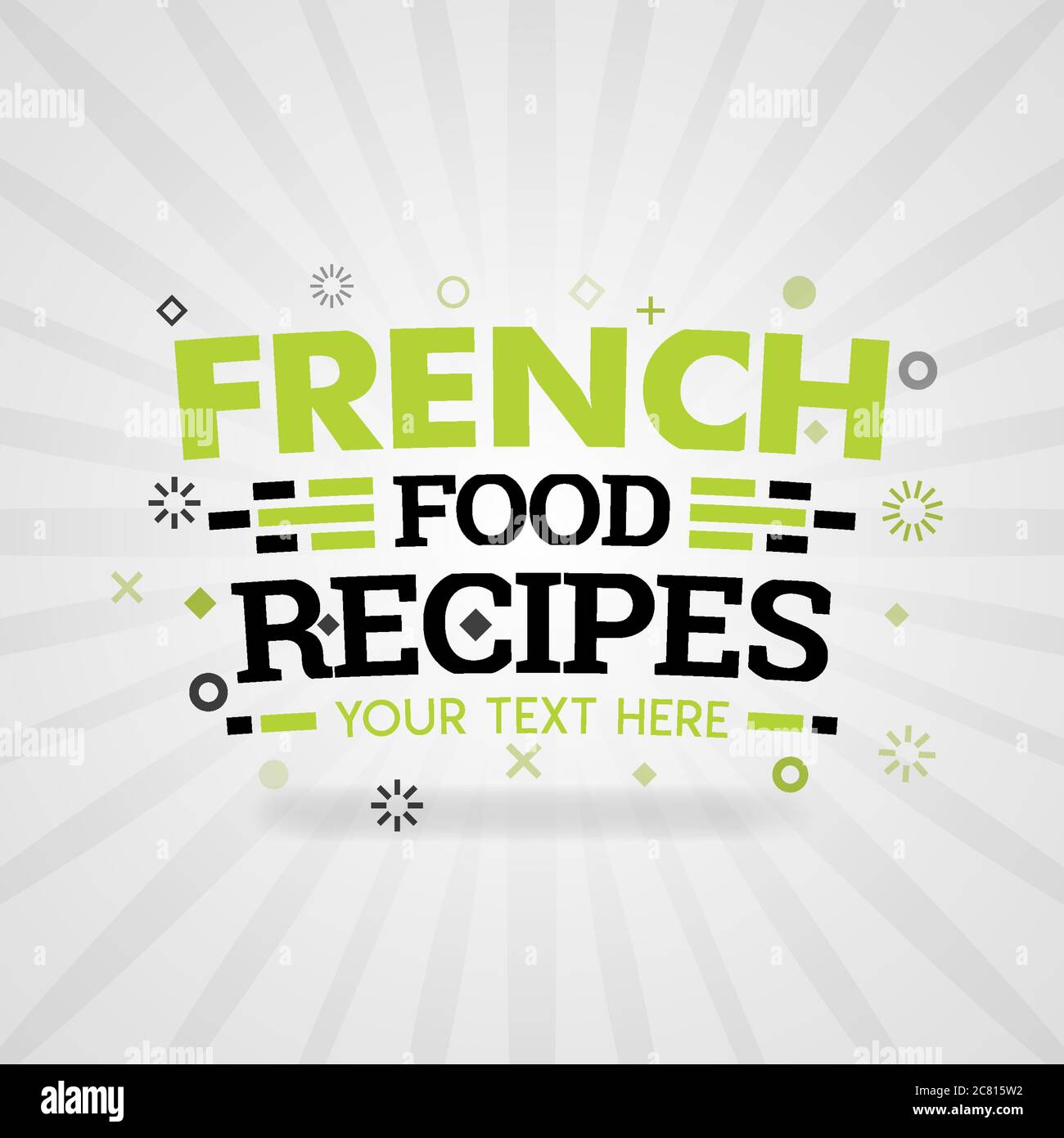 Green logo for french food recipes. for food cover app, booking restaurant, food websites, recipe food, finger food industry, quick and easy recipes, Stock Vector