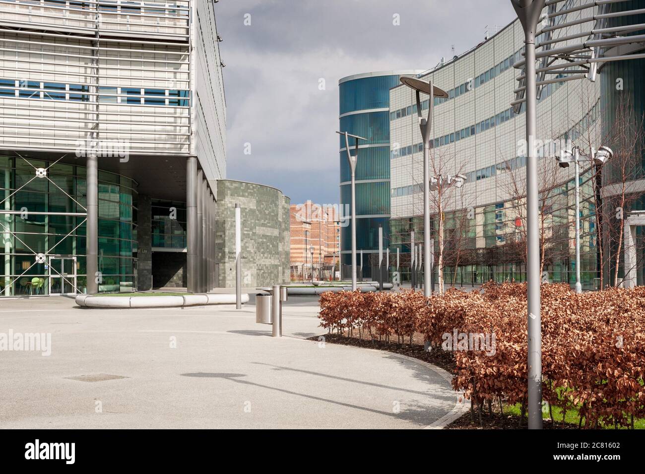 Modern architecture in Newcastle upon Tyne. Buildings in the campus of Northumbria University. Stock Photo