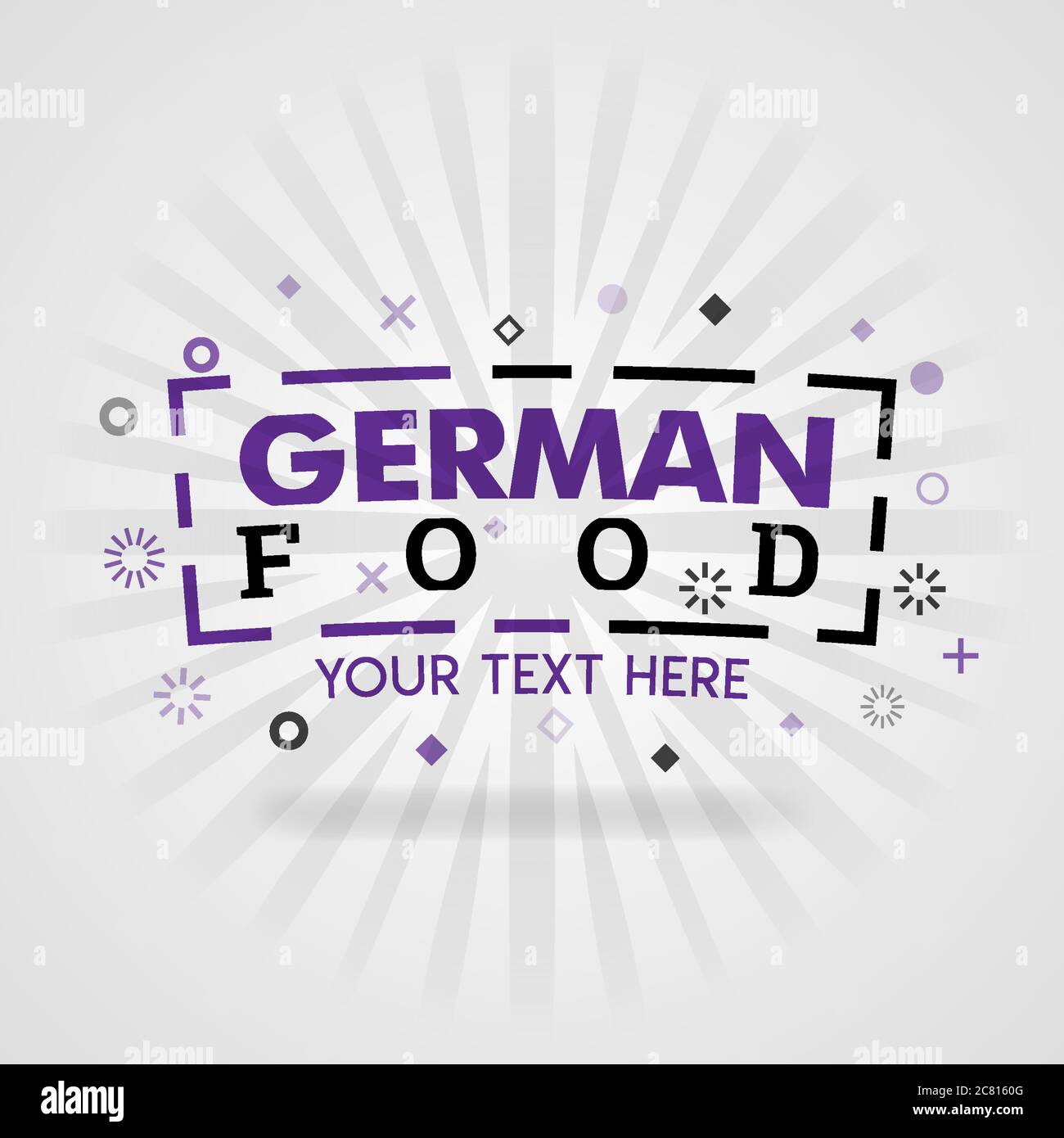 Purple logo for german food. for food cover app, booking restaurant, food websites, recipe food, finger food industry, quick and easy recipes, great Stock Vector