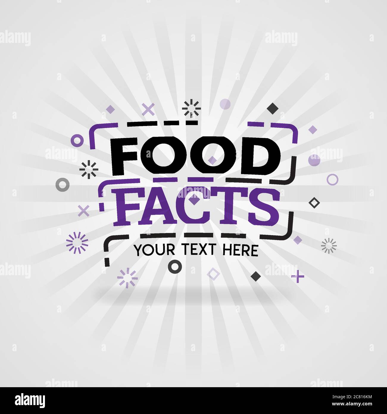 Purple logo for food facts. for food cover app, booking restaurant, food websites, recipe food, finger food industry, quick and easy recipes, great co Stock Vector