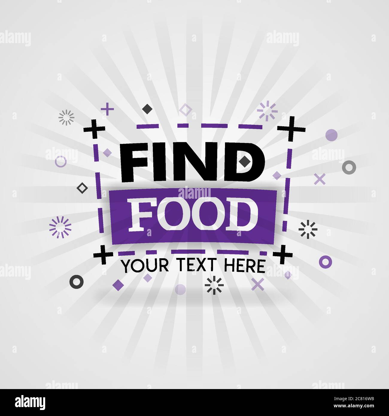 Purple logo for find food. for food cover app, booking restaurant, food websites, recipe food, finger food industry, quick and easy recipes, great coo Stock Vector