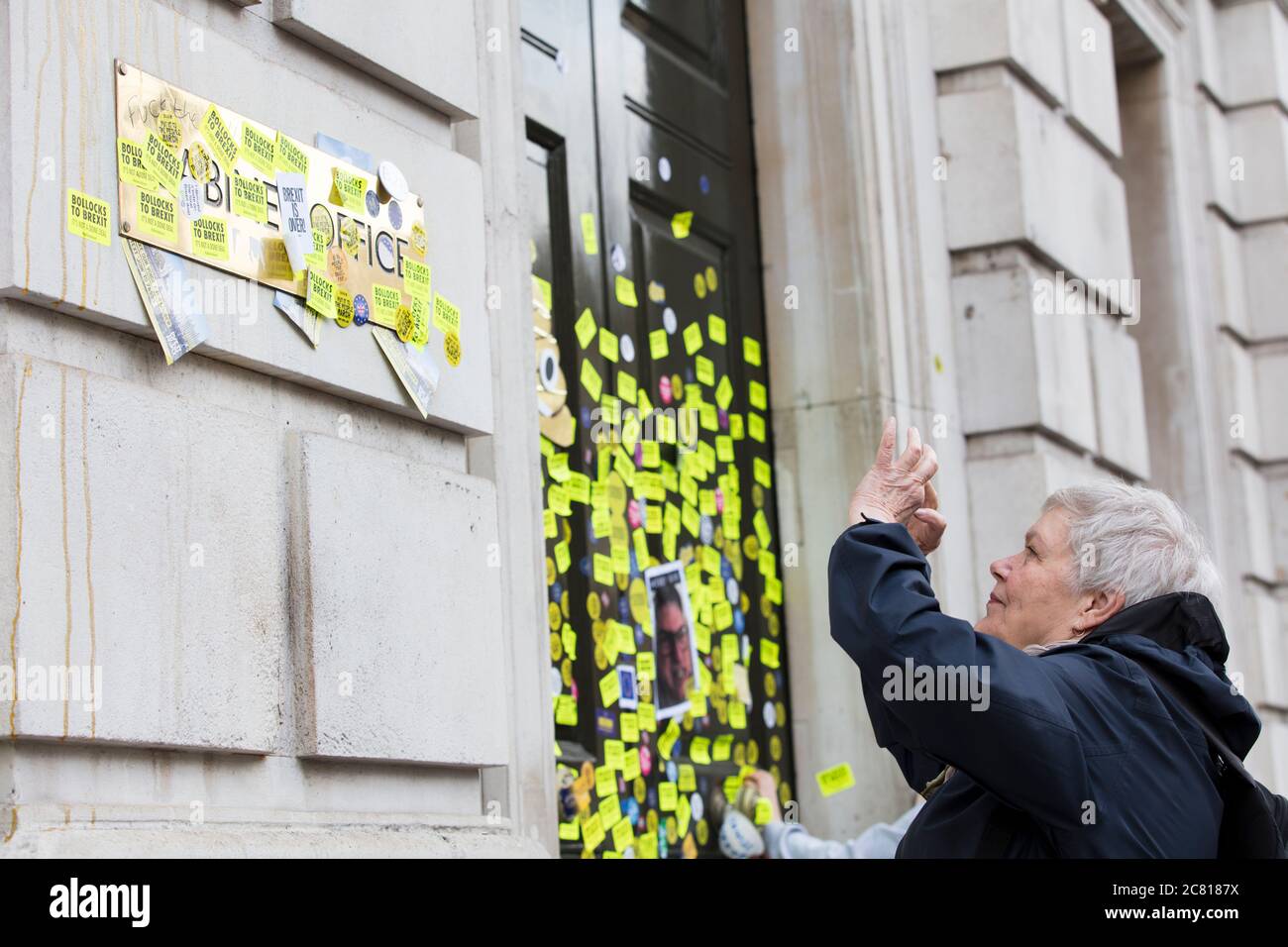 LONDON, UK - March, 2019: The UK Cabinet Office covered in Anti Brexit stickers Stock Photo