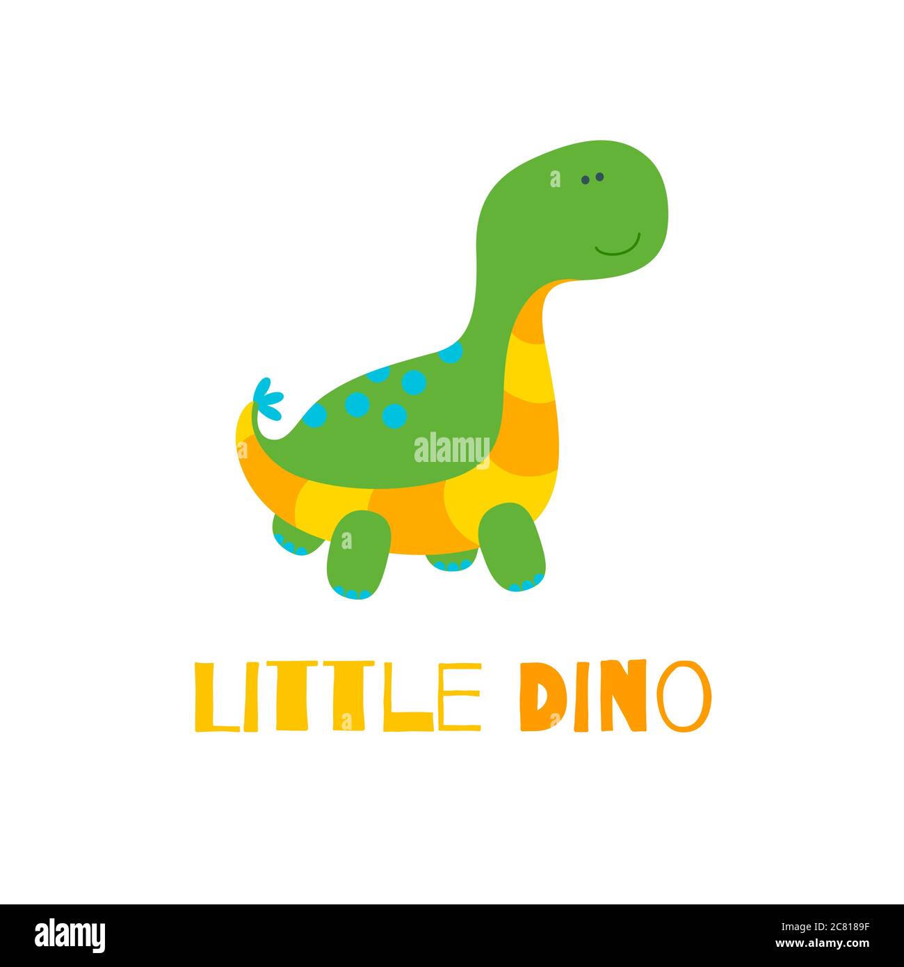 Nice and kind dinosaur on white background. Vector illustration in flat style Stock Vector