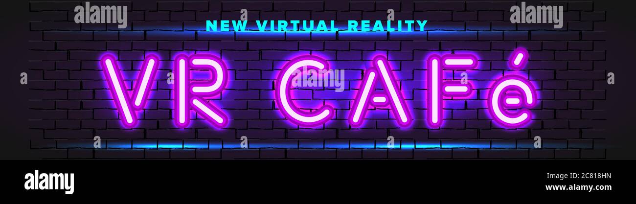 VR Cafe neon banner Stock Vector