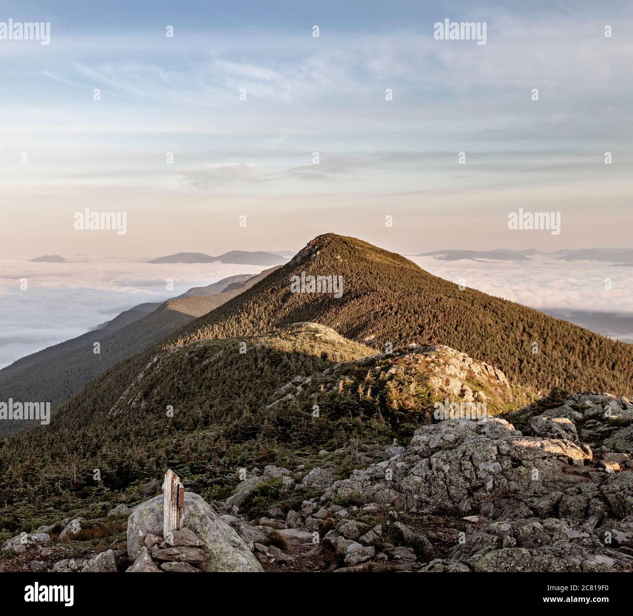 Bigelow Mountain, Maine, rises above clouds at sunrise Stock Photo Alamy