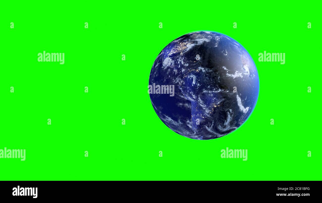 Planet earth on a green screen. 3D rendering. Stock Photo
