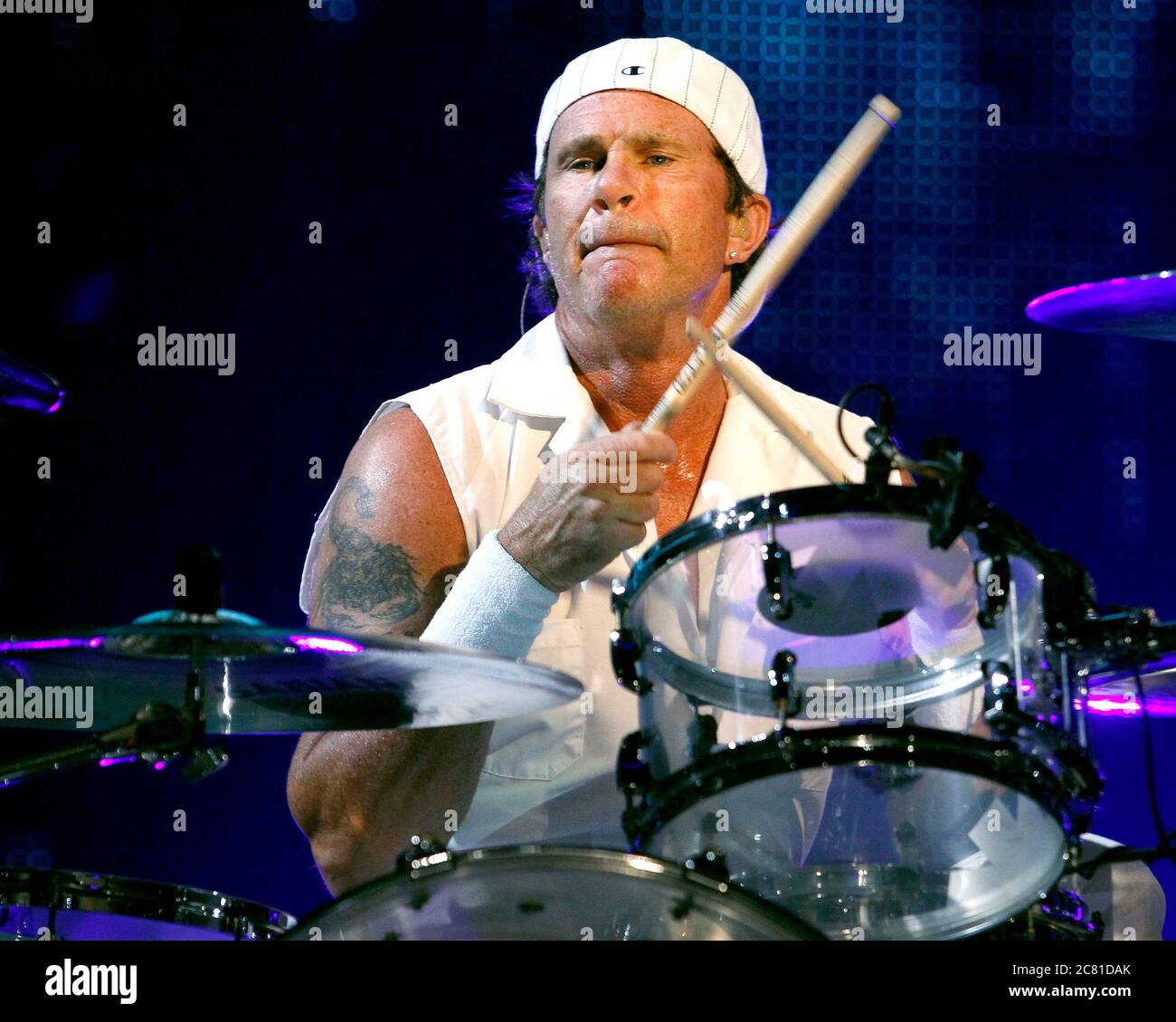 Red Hot Chili Pepper drummer Chad Smith performs with the rest of