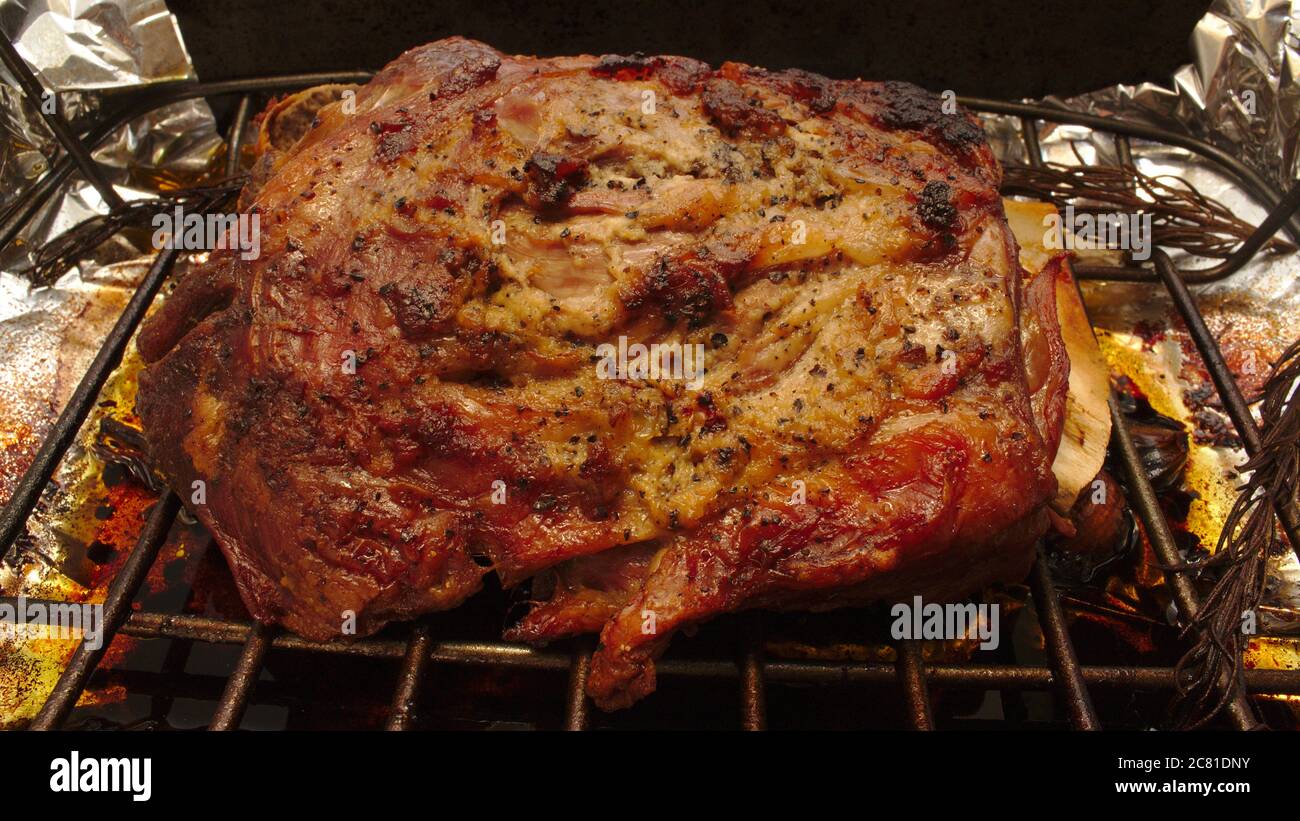 Roast lamb shoulder Stock Photo Alamy