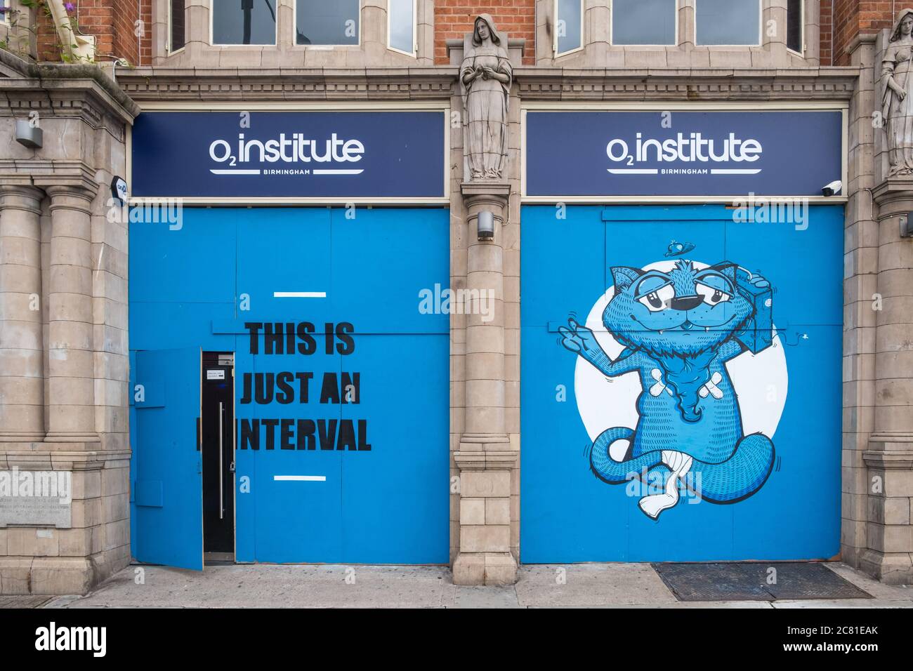 Boarded up entrance to O2 Institute in Digbeth, Birmingham which is closed due to Covid 19 Stock Photo