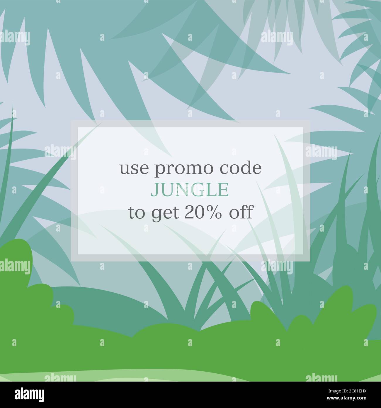 square jungle promo code voucher template for webiste vector illustration Stock Vector