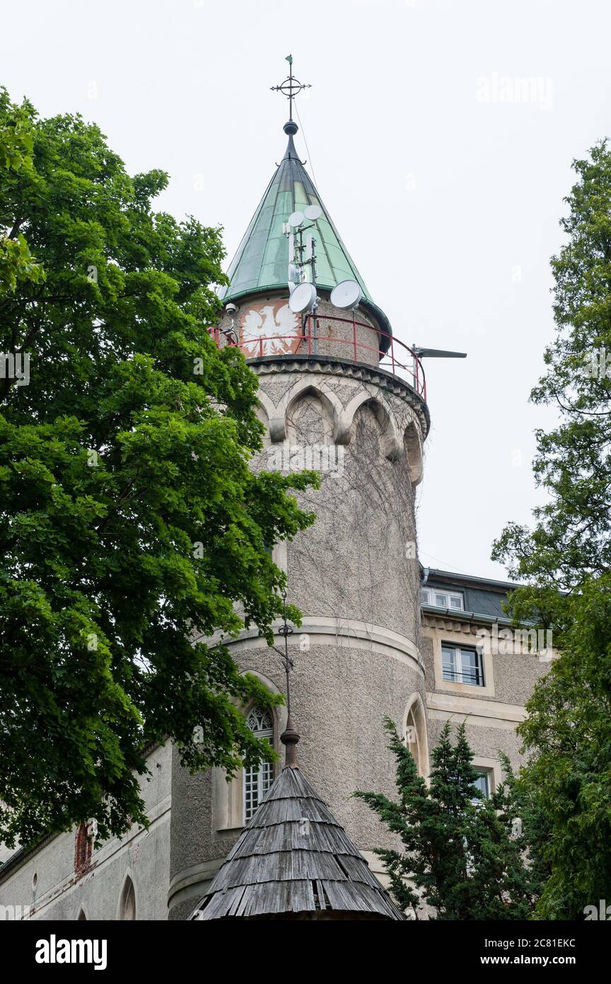 Leśna Castle on Szczytnik hill near Szczytna, Kłodzko County, Lower Silesian Voivodeship, in south-western Poland, Europe Stock Photo