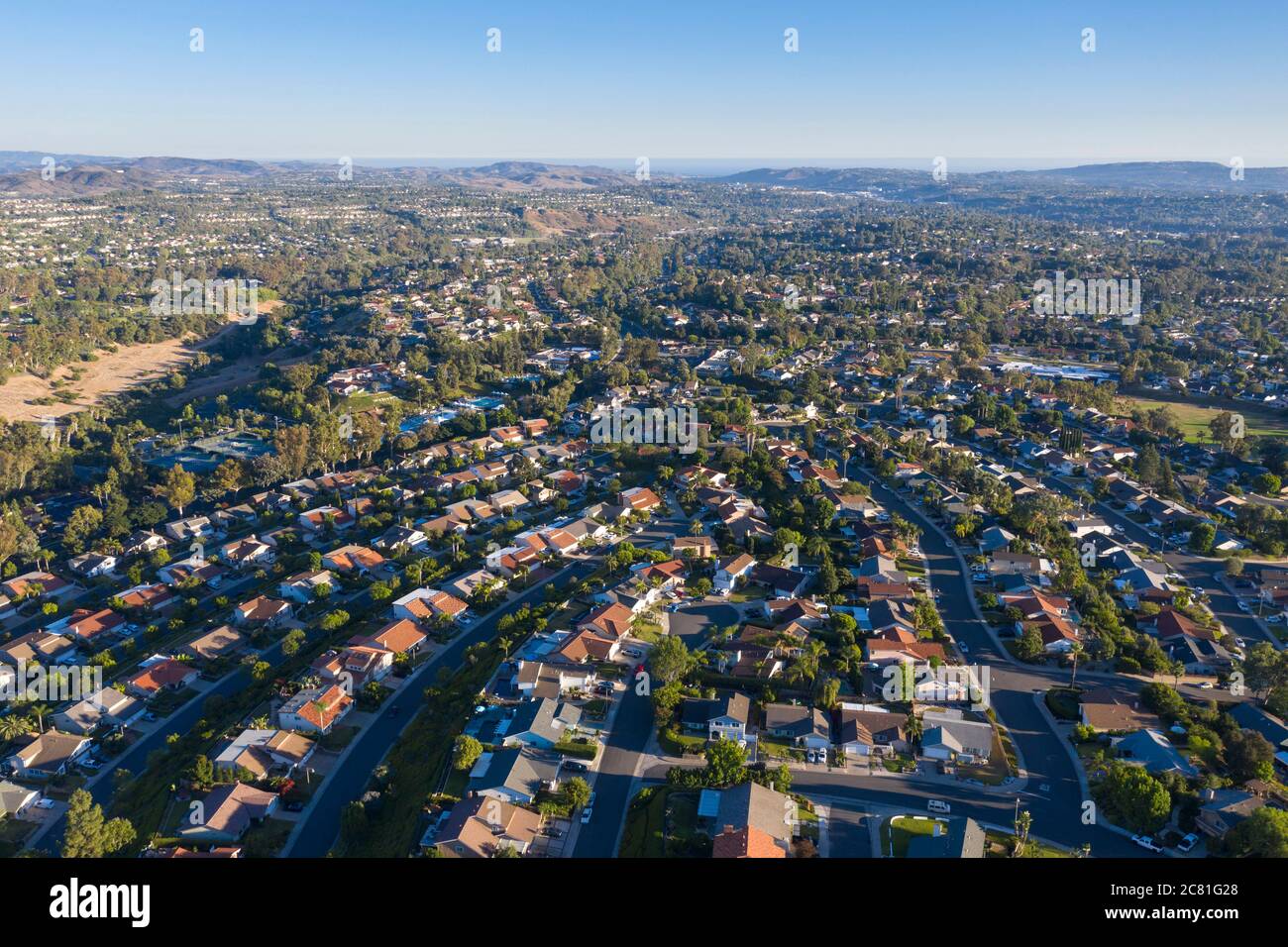 Aerial view above suburban Mission Viejo in Orange County, California Stock Photo