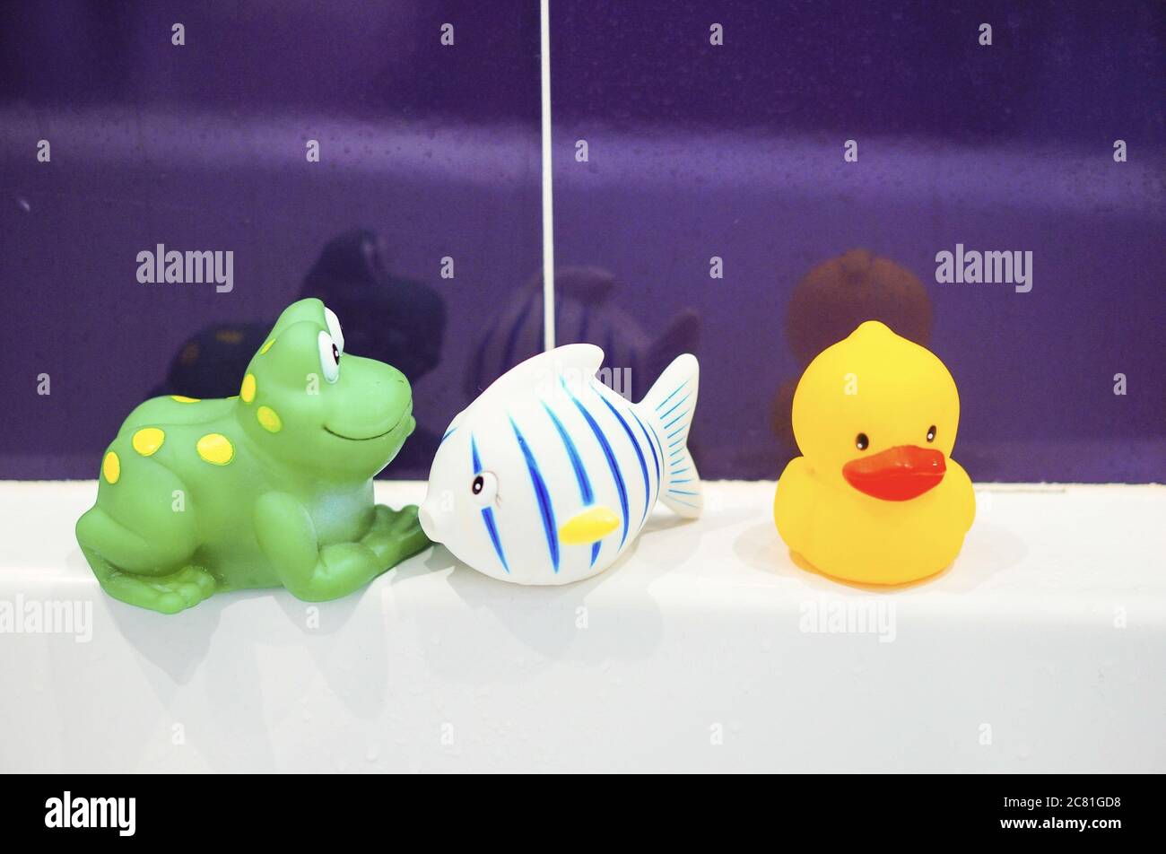 Green plastic frog bath toy Stock Photo - Alamy