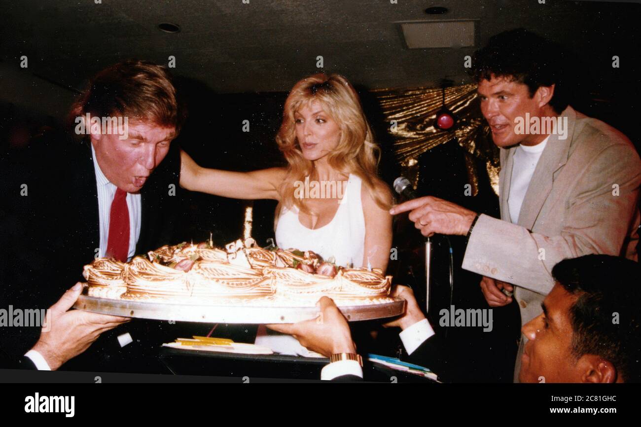 Donald Trump and Marla Maples and  David Hasselhoff, 1994 Photo By John Barrett/PHOTOlink /MediaPunch Stock Photo