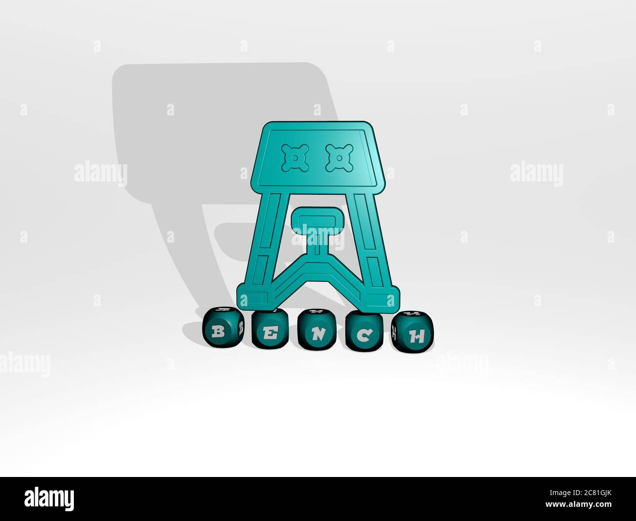 3D graphical image of BENCH vertically along with text built by ...