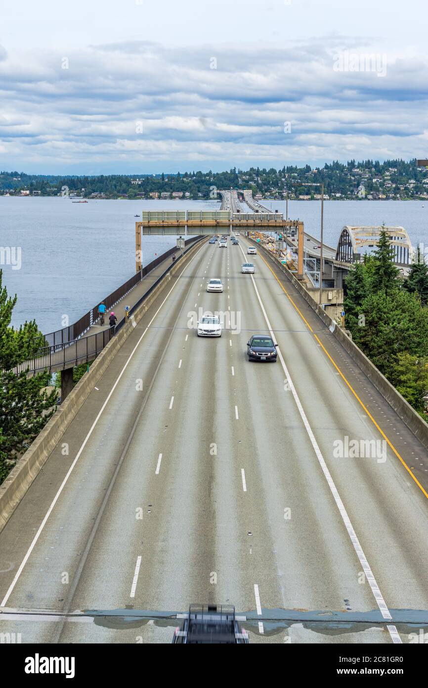 Interstate 90 floating bridges in Seattle, Washington Stock Photo Alamy