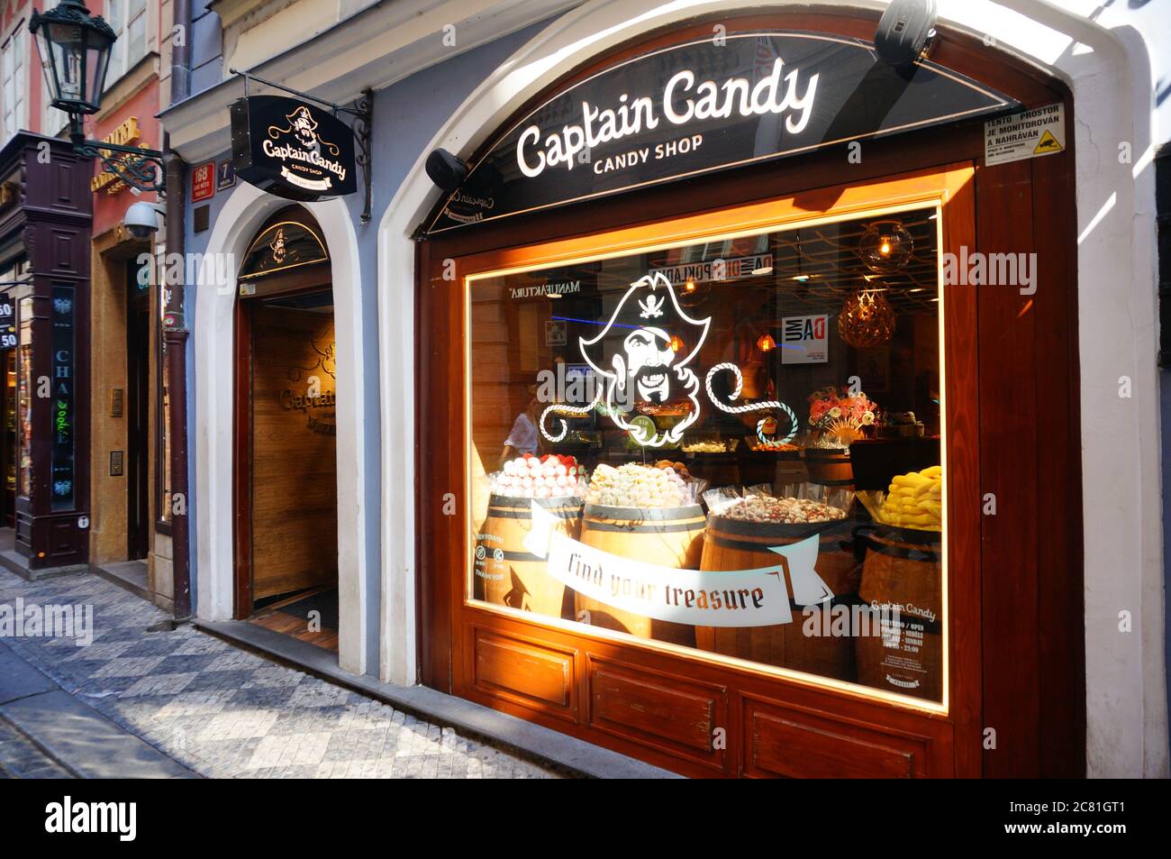 PRAGUE, CZECH REPUBLIC - Jul 24, 2019: Front entrance of a Captain Candy  shop in the city center Stock Photo - Alamy