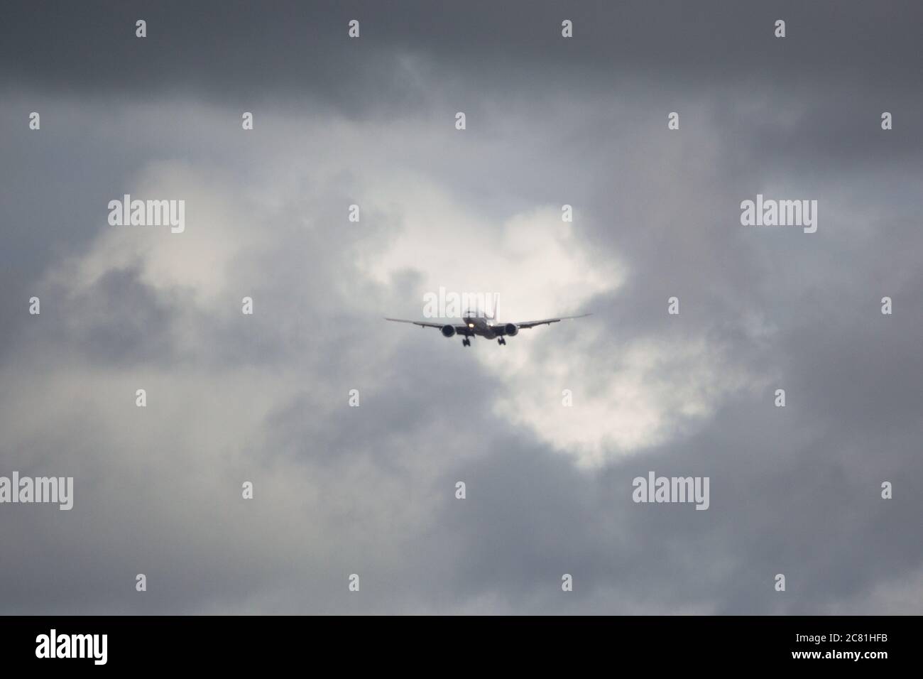 Glasgow, Scotland, UK. 20th July, 2020. Pictured: Emirates flight from Dubai seen landing at Glasgow Airport after the coronavirus lockdown eased. Credit: Colin Fisher/Alamy Live News Stock Photo