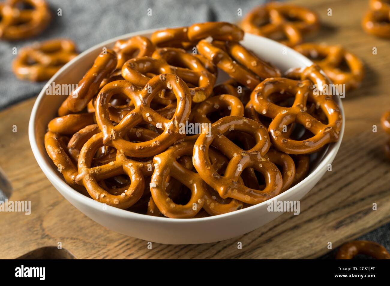 Salty Crunchy Pretzel Crackers in a Bowl Stock Photo Alamy
