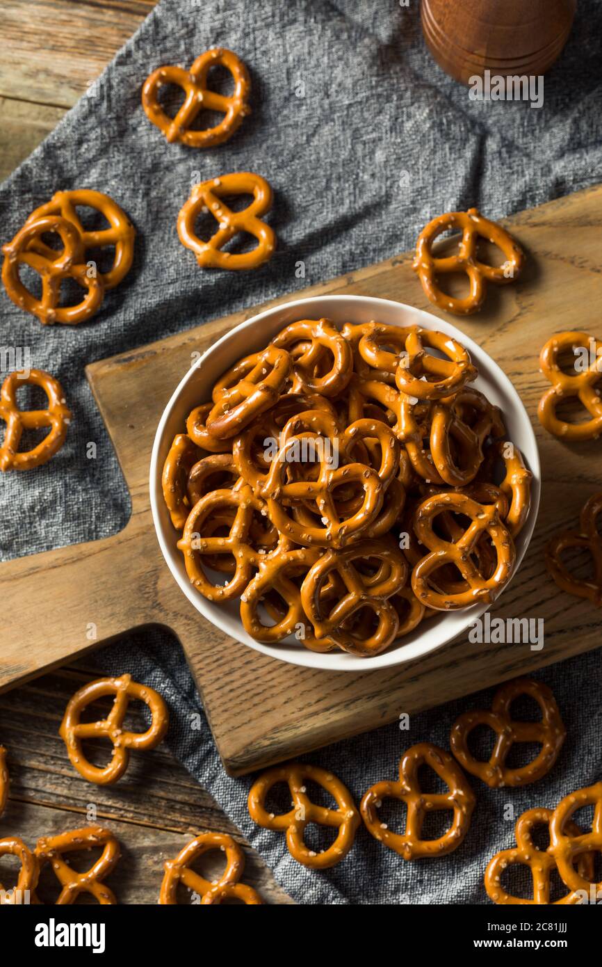 Salty Crunchy Pretzel Crackers in a Bowl Stock Photo Alamy