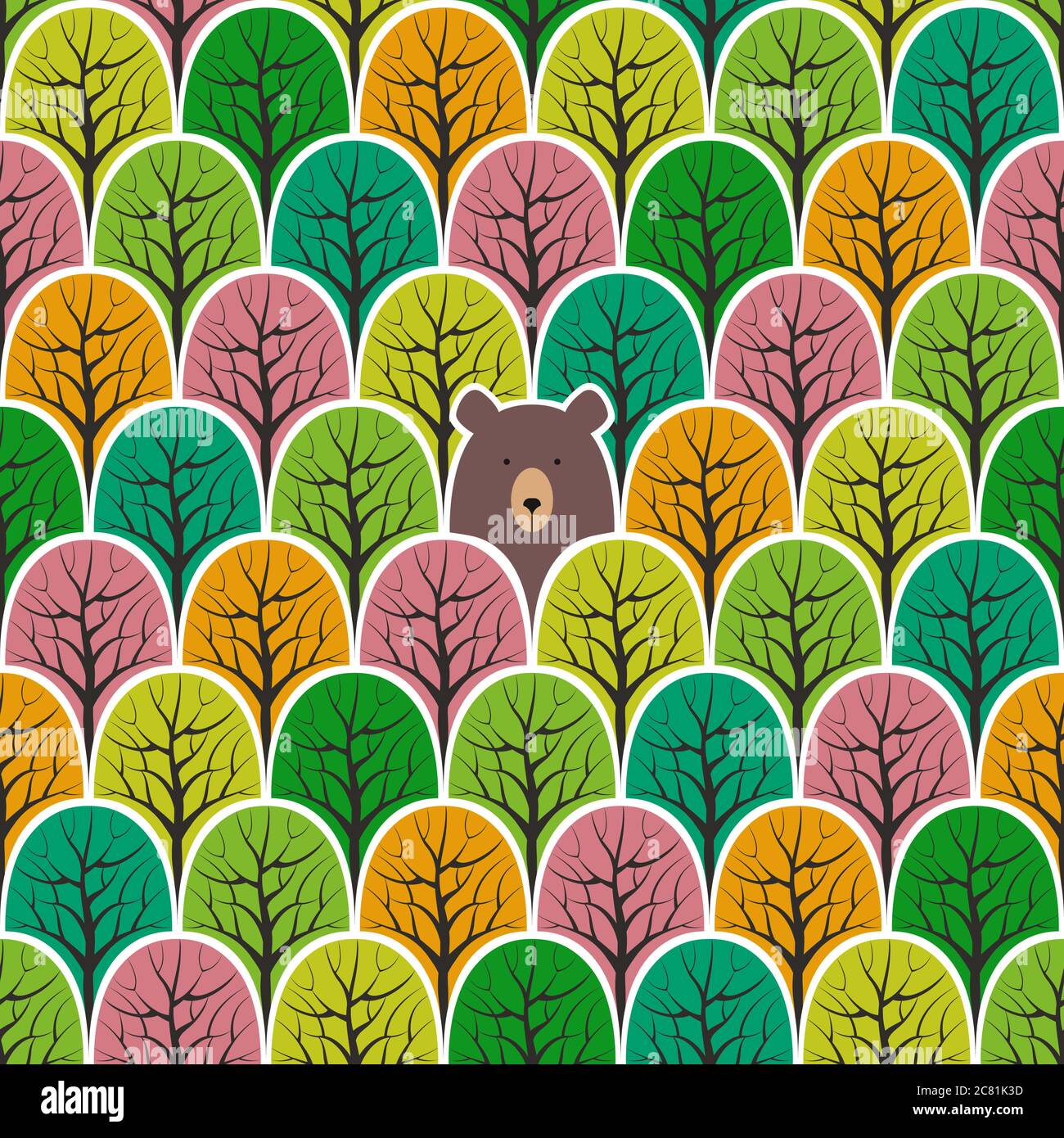 Bear in a forest seamless pattern. Vector design background Stock ...