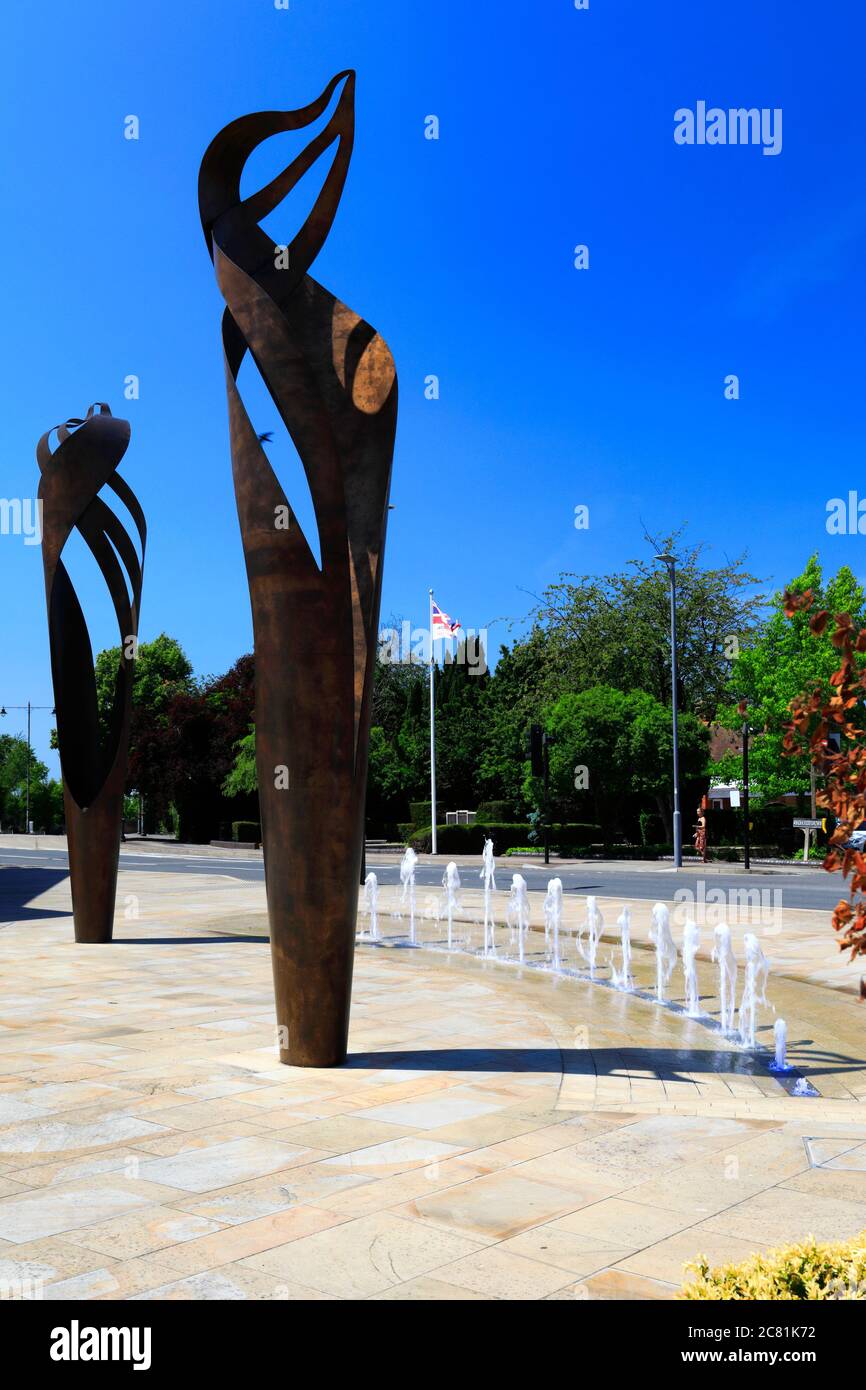 Art Sculptures in Leys Square, Letchworth Garden City, Hertfordshire County, England, UK Stock