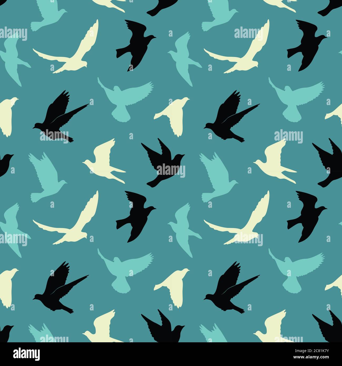 Birds silhouettes flying seamless pattern Stock Vector Image & Art