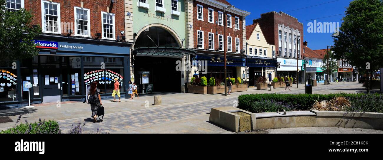 Shops in the Town centre of Letchworth Garden City, Hertfordshire