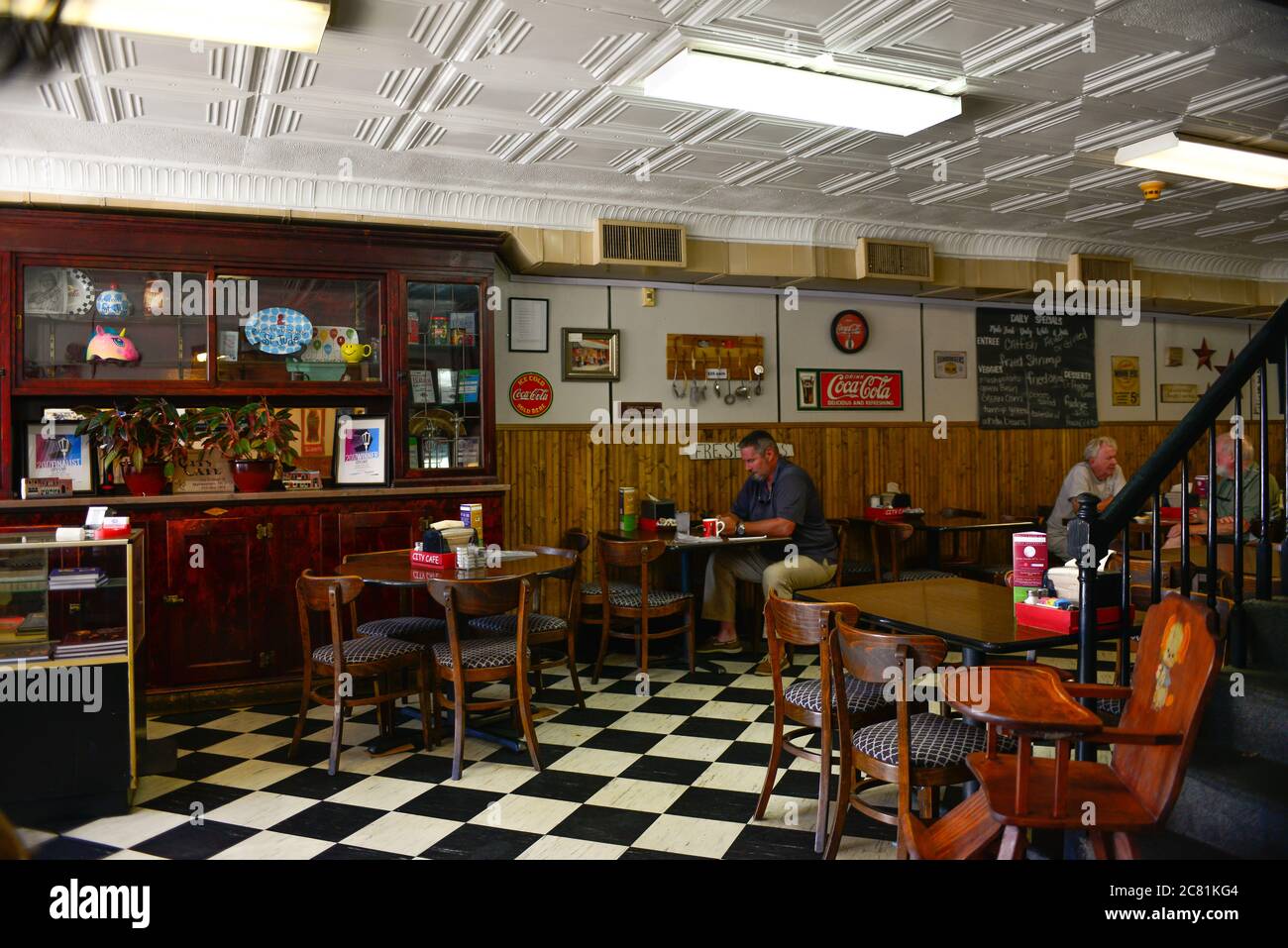 Interior of the City Cafe with people having lunch, a mainstay known as the oldest restaurant in TN, on the square in Murfreesboro, TN Stock Photo