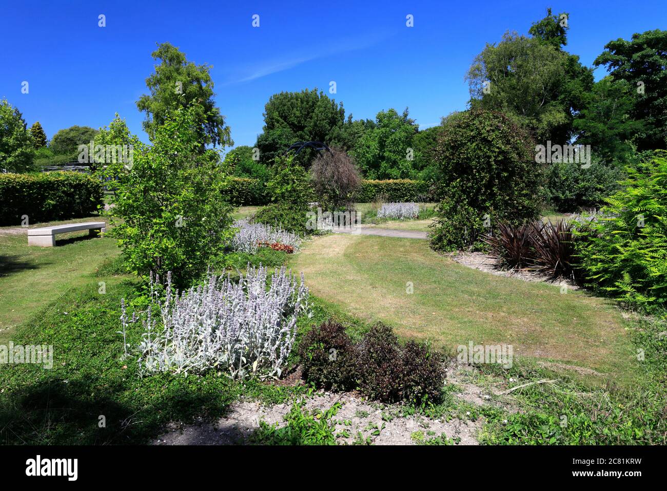 The Avenue Park gardens, Baldock town, Hertfordshire County, England