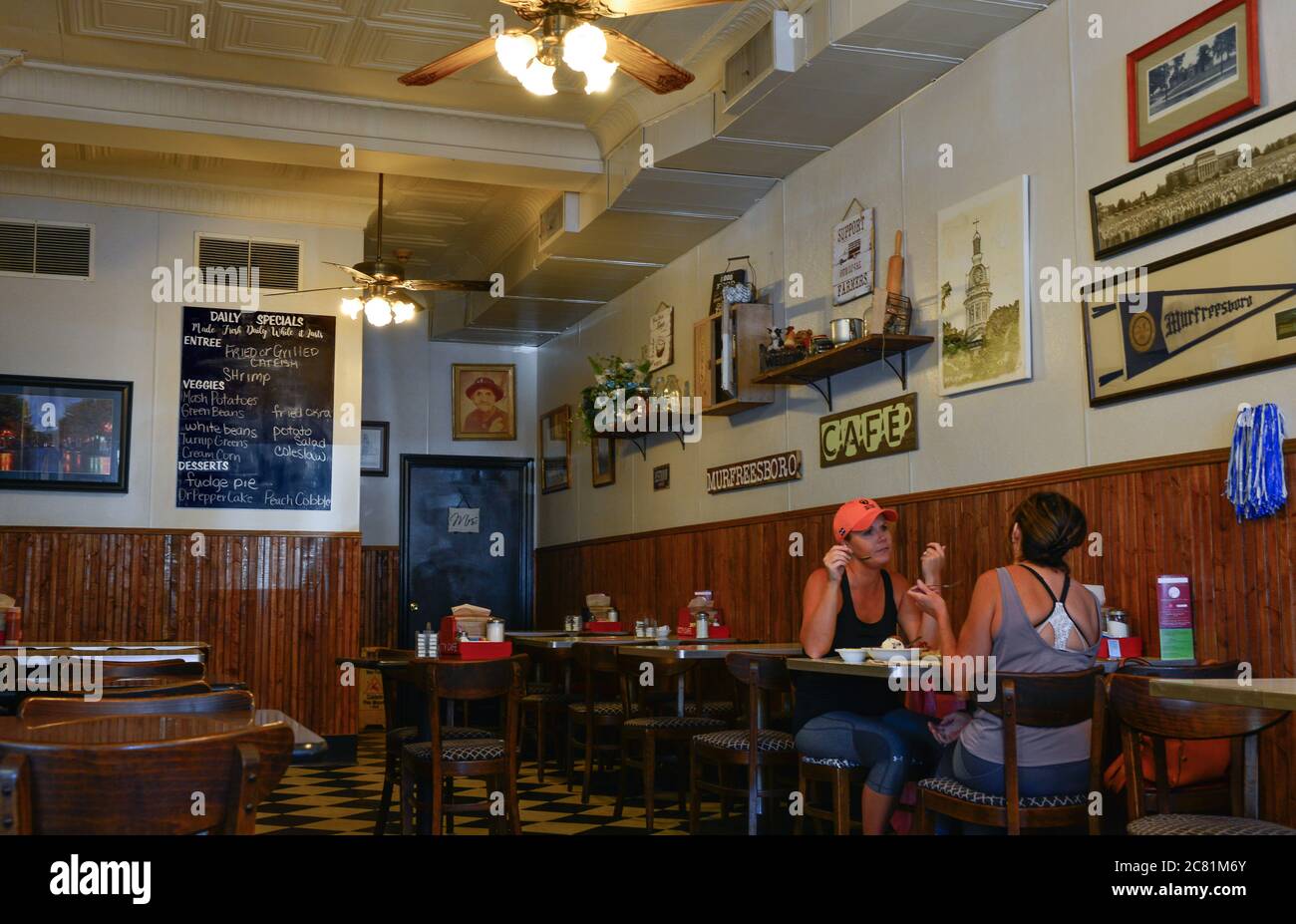 Interior of the City Cafe with people having lunch, a mainstay known as the oldest restaurant in TN, on the square in Murfreesboro, TN Stock Photo
