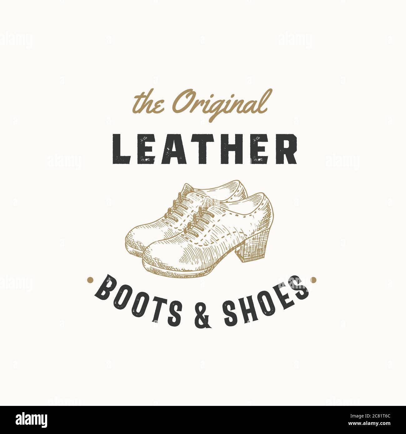 Original Leather Boots Retro Vector Sign, Symbol or Logo Template