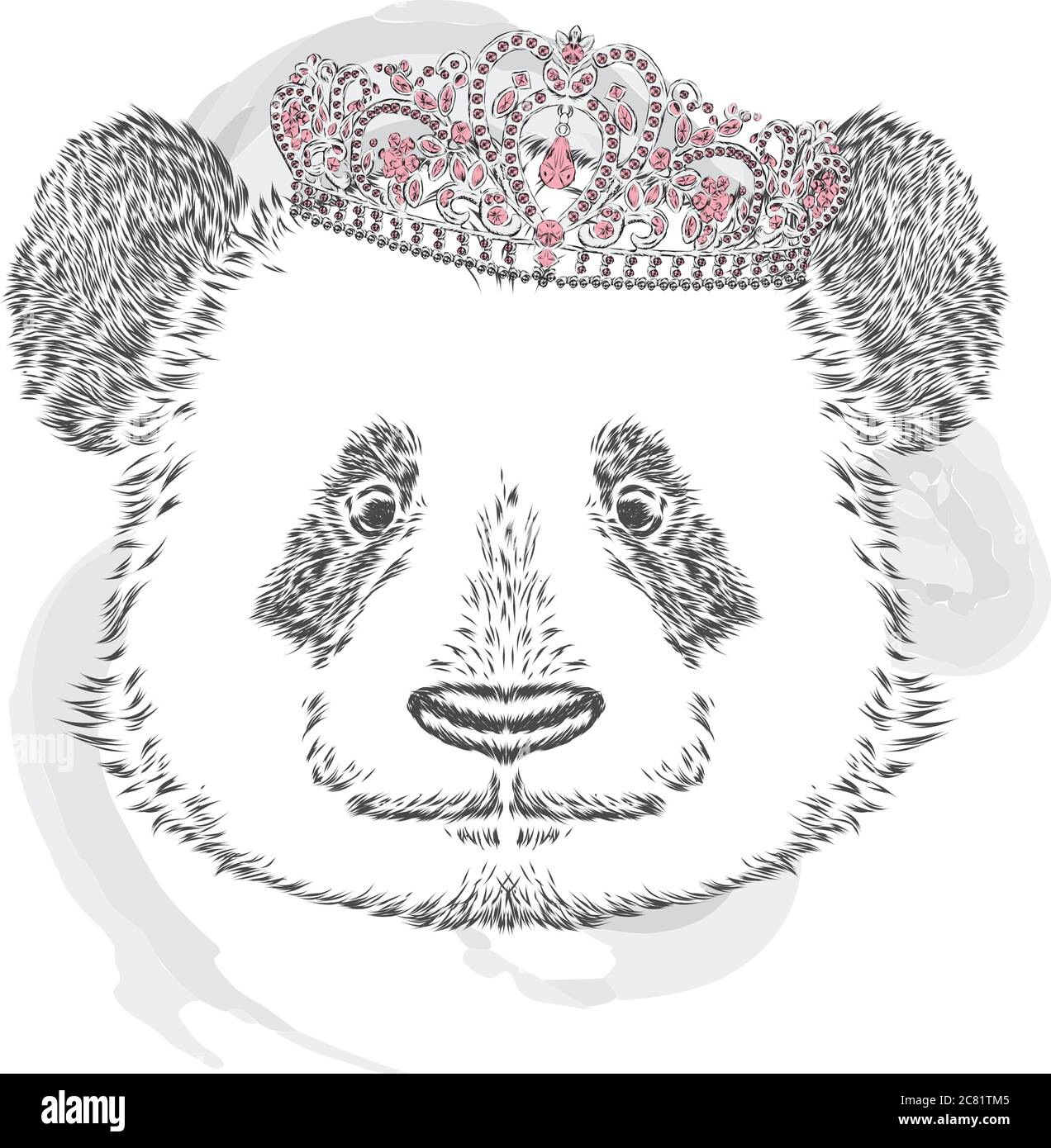 Funny panda in the crown. Vector illustration. Stock Vector