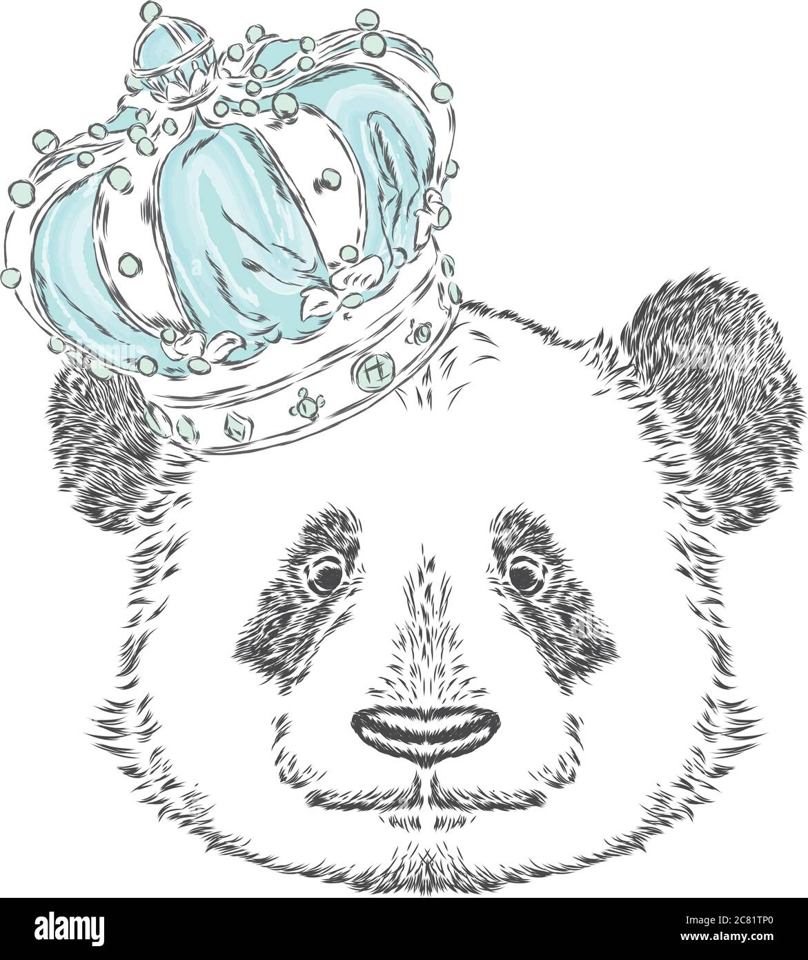 Funny panda in the crown. Vector illustration. Stock Vector