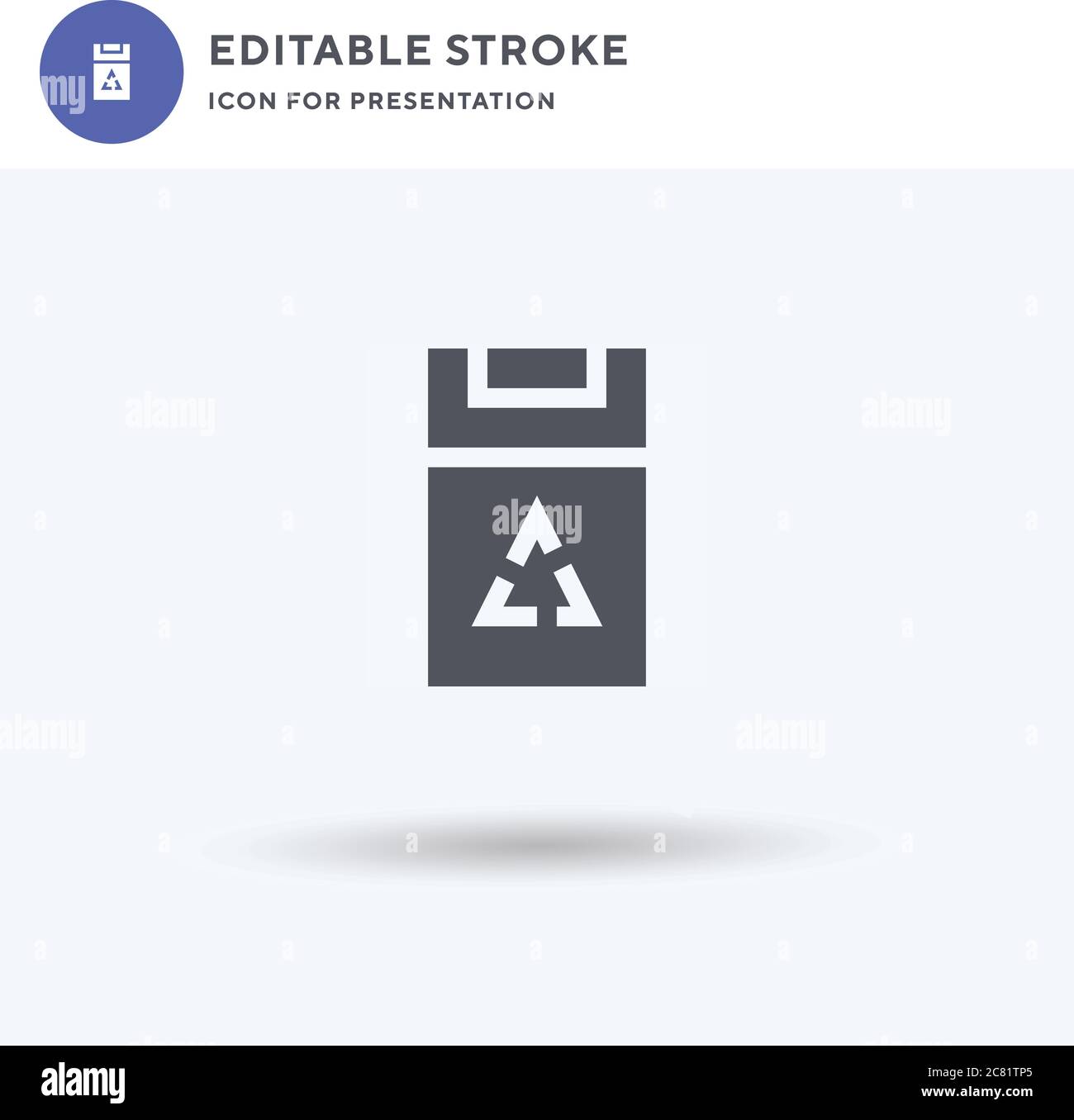 Trash Can icon vector, filled flat sign, solid pictogram isolated on white, logo illustration. Trash Can icon for presentation. Stock Vector