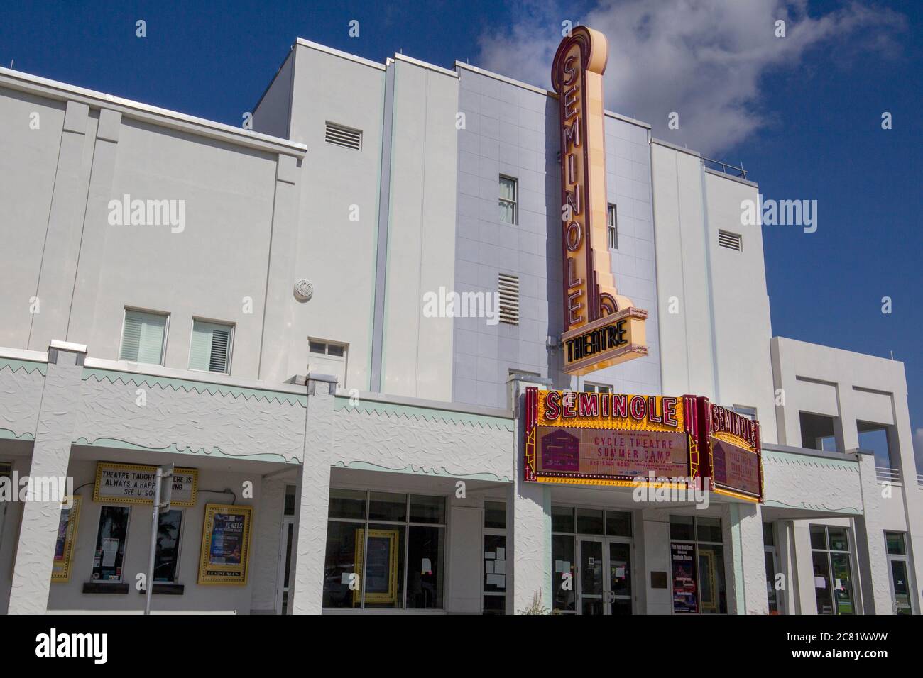 The Historic Seminole Theater is the premiere performing arts center of Homestead, Florida. The Seminole provides a creative hub of theater, music, da Stock Photo