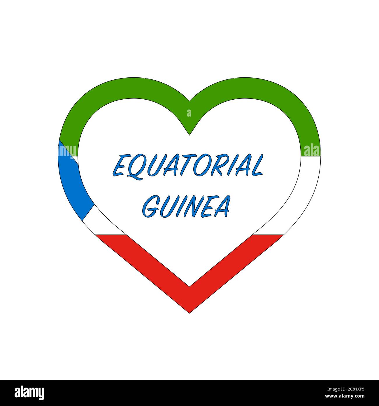 Equatorial Guinea flag in heart. I love my country. sign. Stock vector illustration isolated on white background. Stock Vector