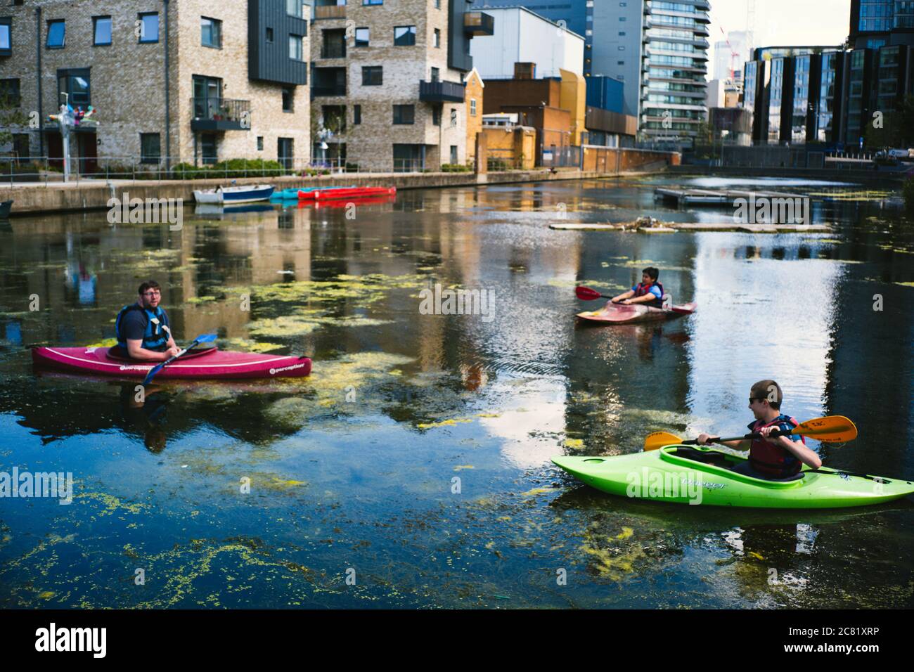 Islington Boat Club hosts a youth session out on the water of the canal, 2020. Stock Photo