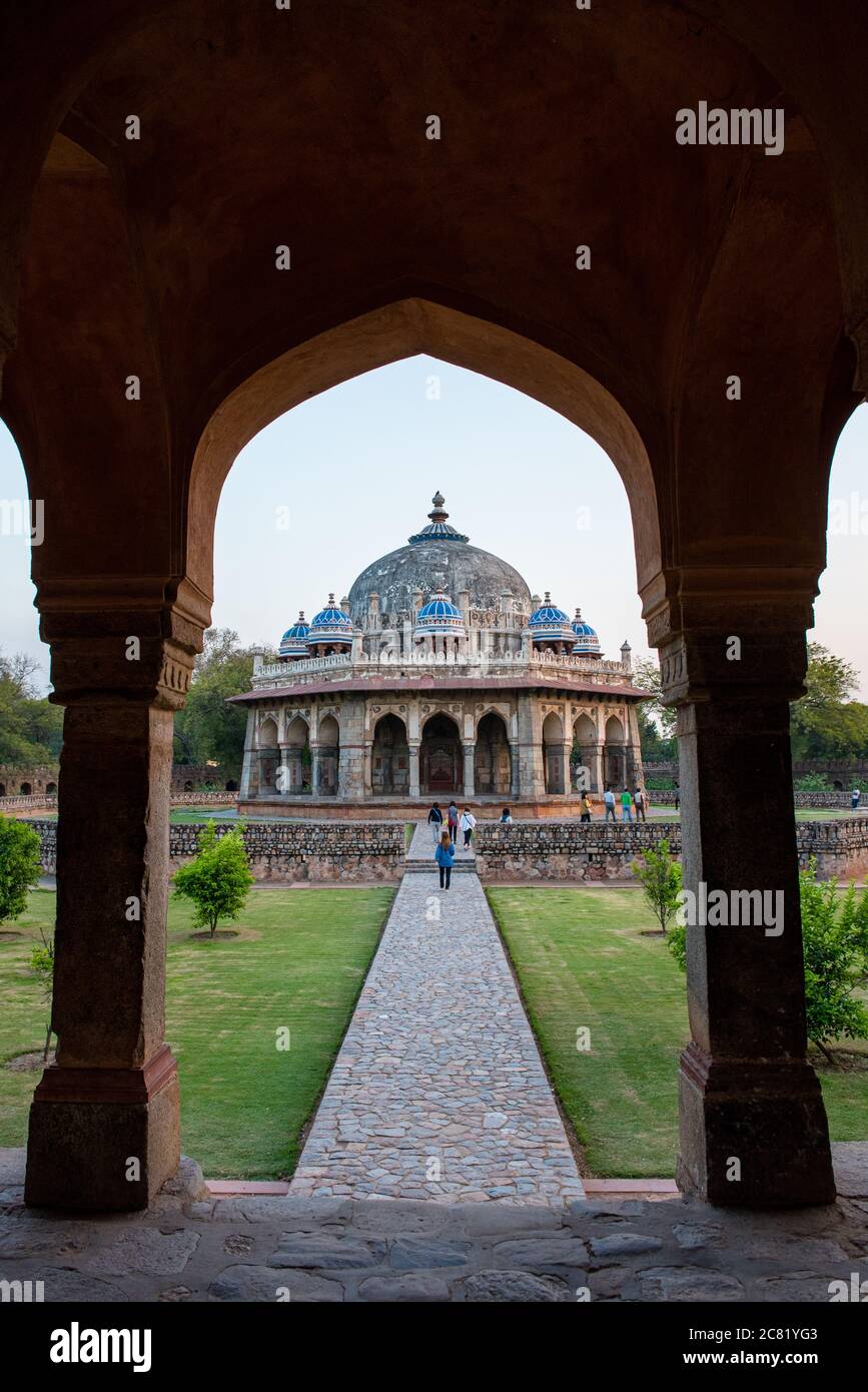 View of Humayun's tomb the tomb of the Mughal Emperor Humayun. An example of Persian architecture. Nizamuddin East area of Delhi, India. Stock Photo