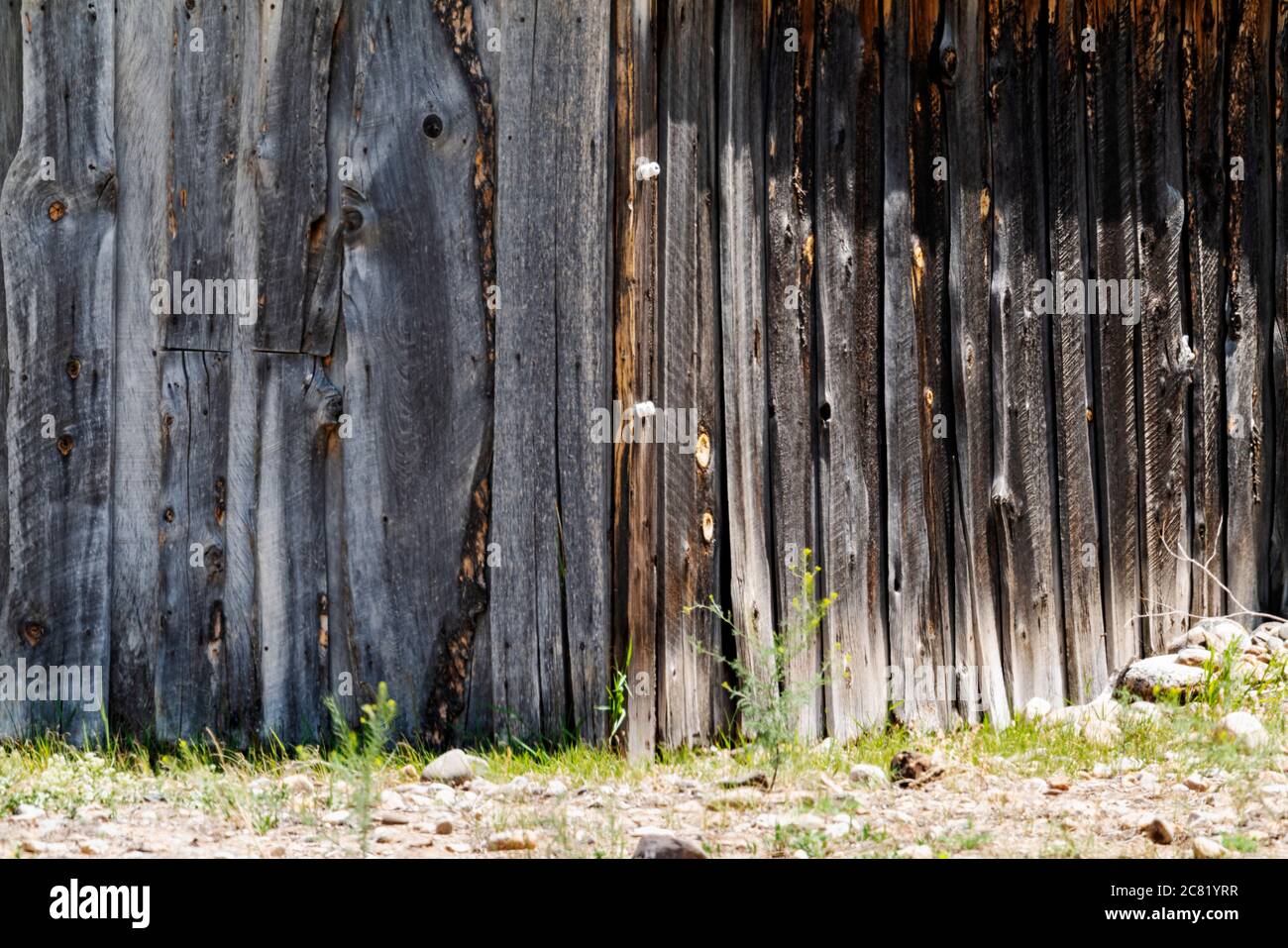 Weathered wooden slat ranch fence; Salida; Colorado; USA Stock Photo