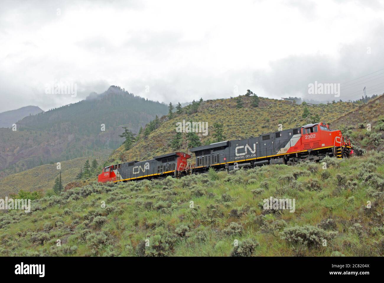 CN Canadian National rail train engine, Fountain Valley, near Lillooet