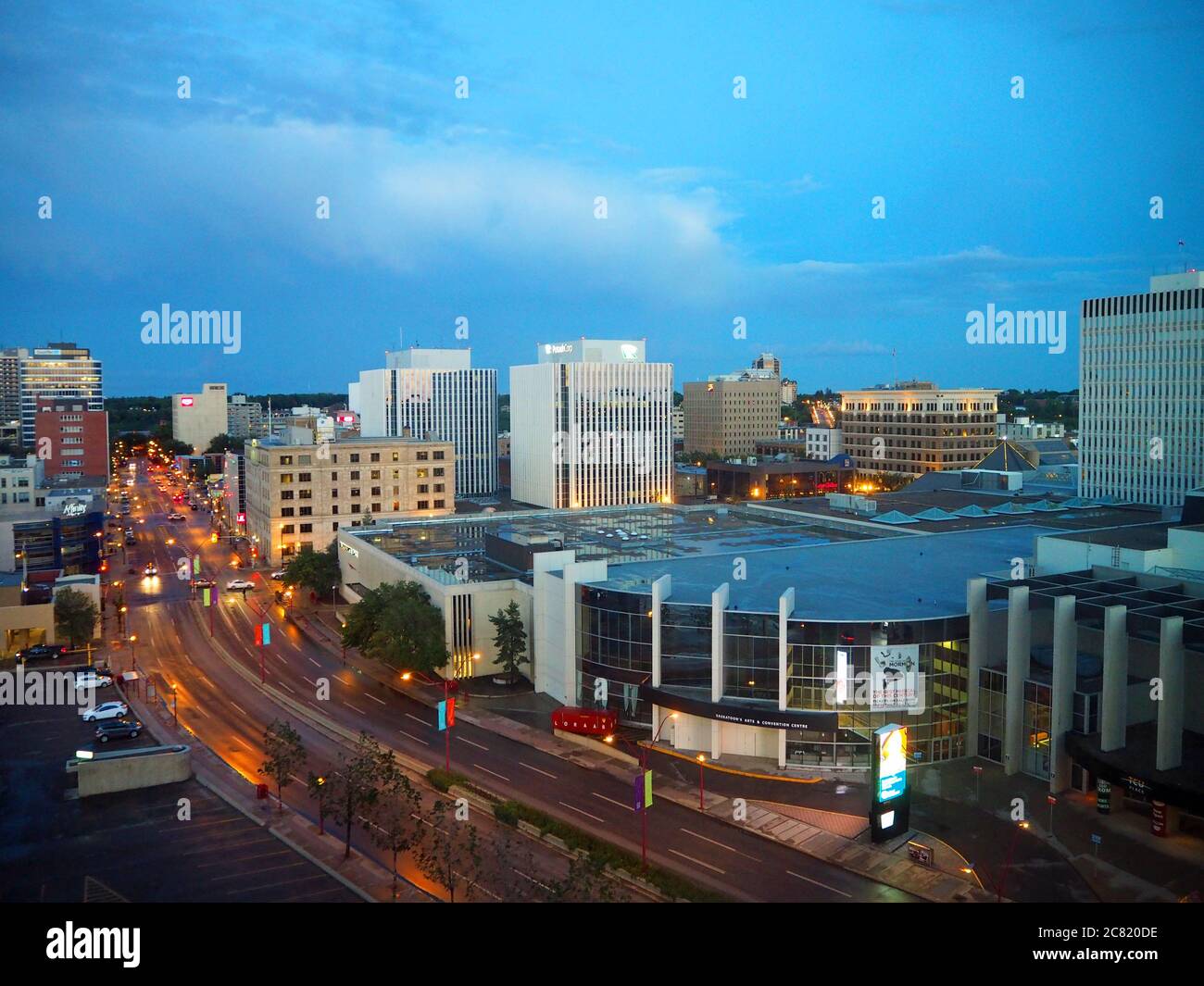 Early evening, downtown Saskatoon, Saskatchewan, Canada Stock Photo