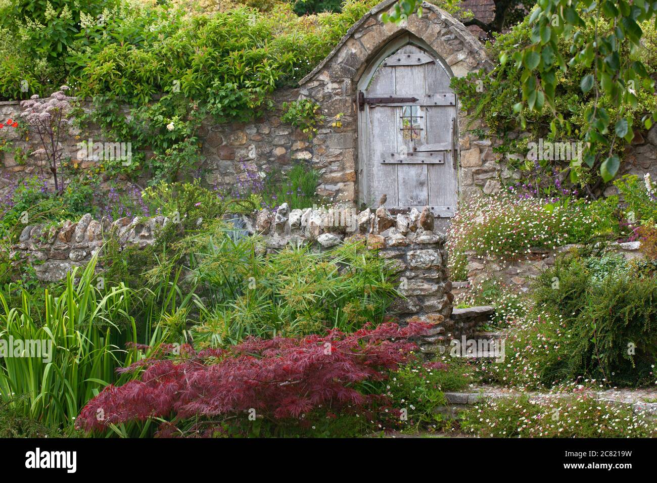 British gardening - Delightfully enchanting walled garden at RHS Partner garden,Burrow Farm, East Devon Stock Photo