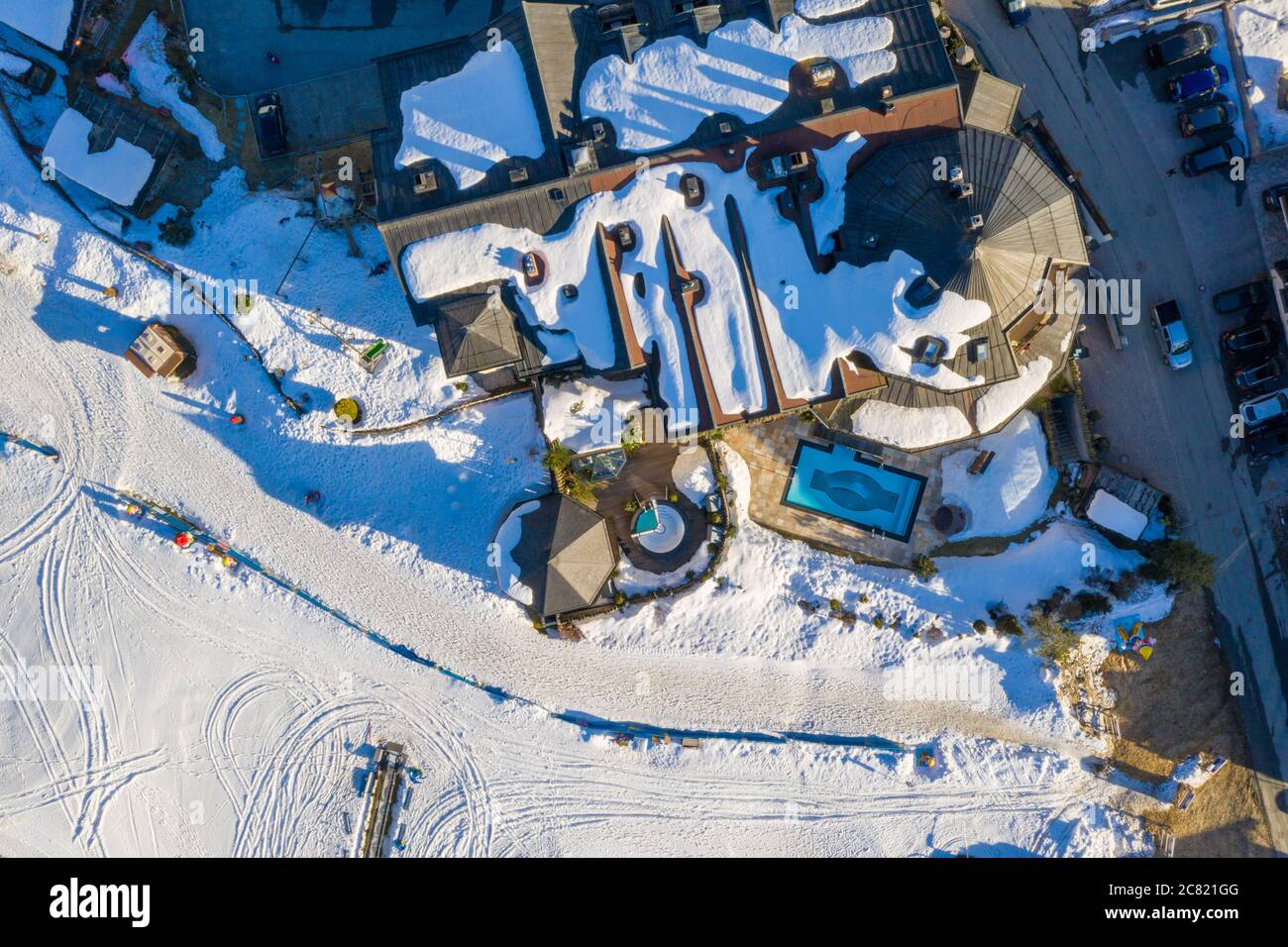 Captured with houses and street covered in snow hi-res stock ...