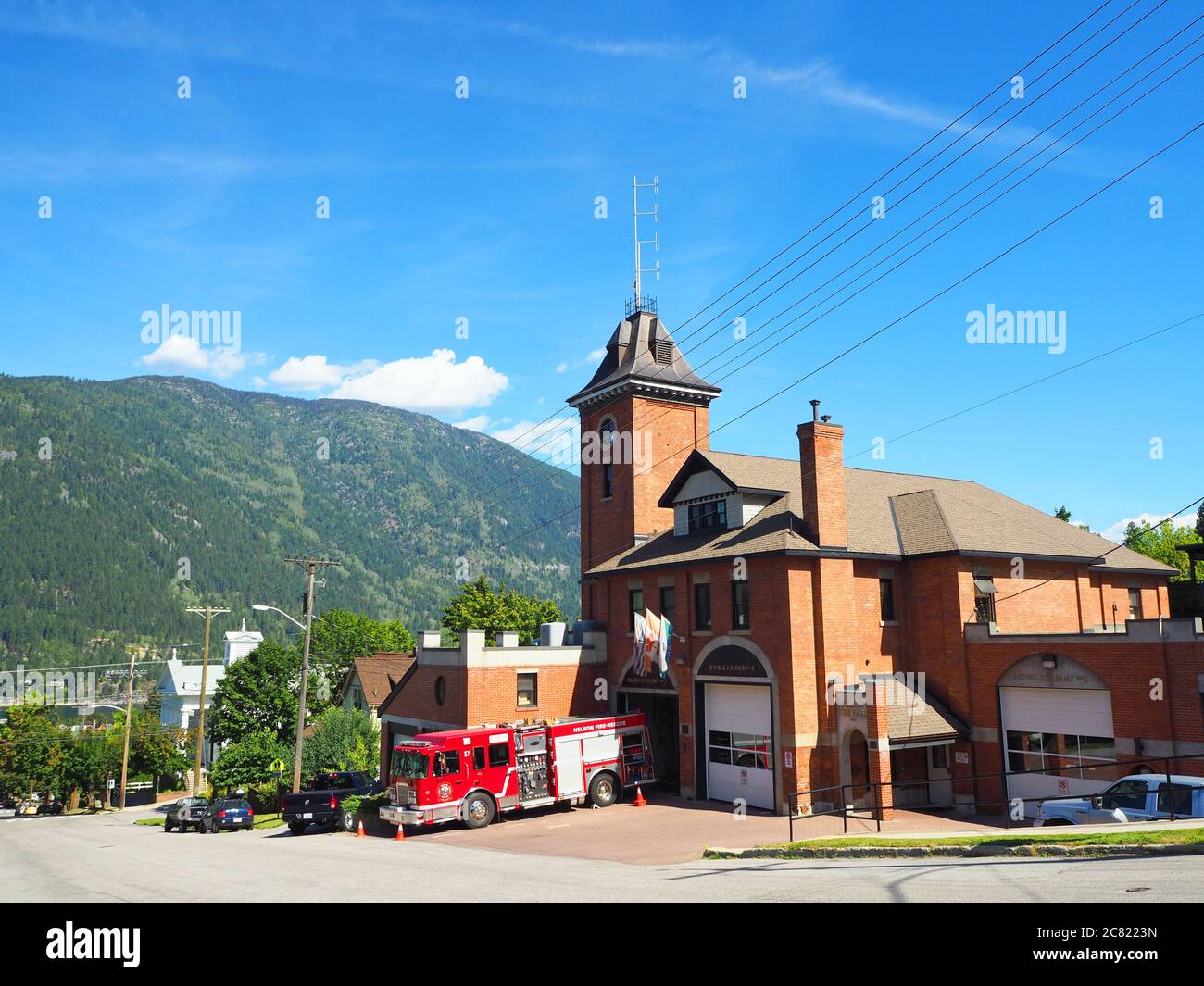 Nelson Fire Department building used in the Steve Martin movie Roxanne, Nelson, British Columbia, Canada Stock Photo