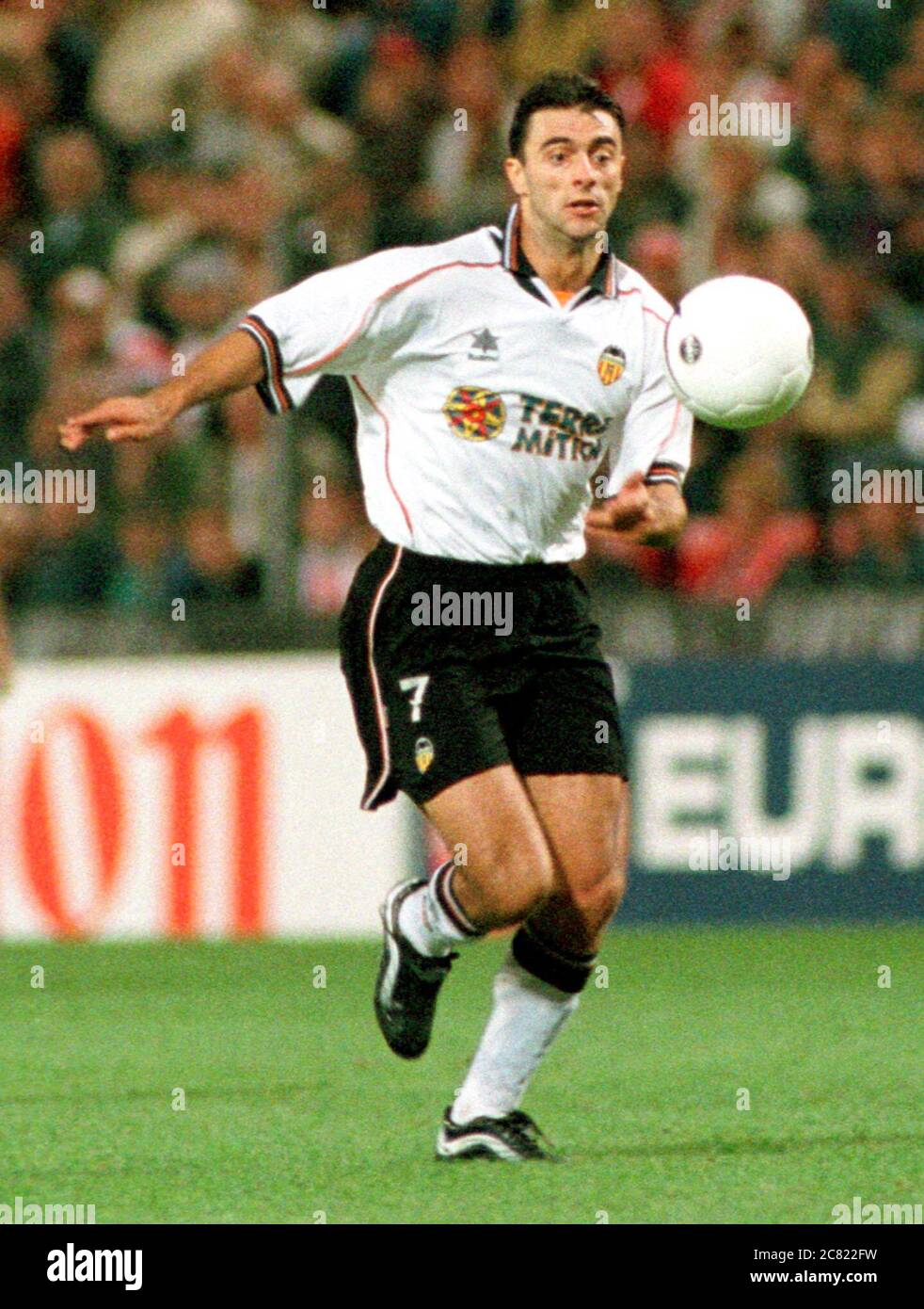 Philips Stadium Eindhoven Netherlands 21.9.1999, Football: Champions League season 1999/2000, matchday 2,  PSV Eindhoven (PSV, red) vs FC Valencia (VAL, white) 1:1 - Claudio LOPEZ (VAL) Stock Photo
