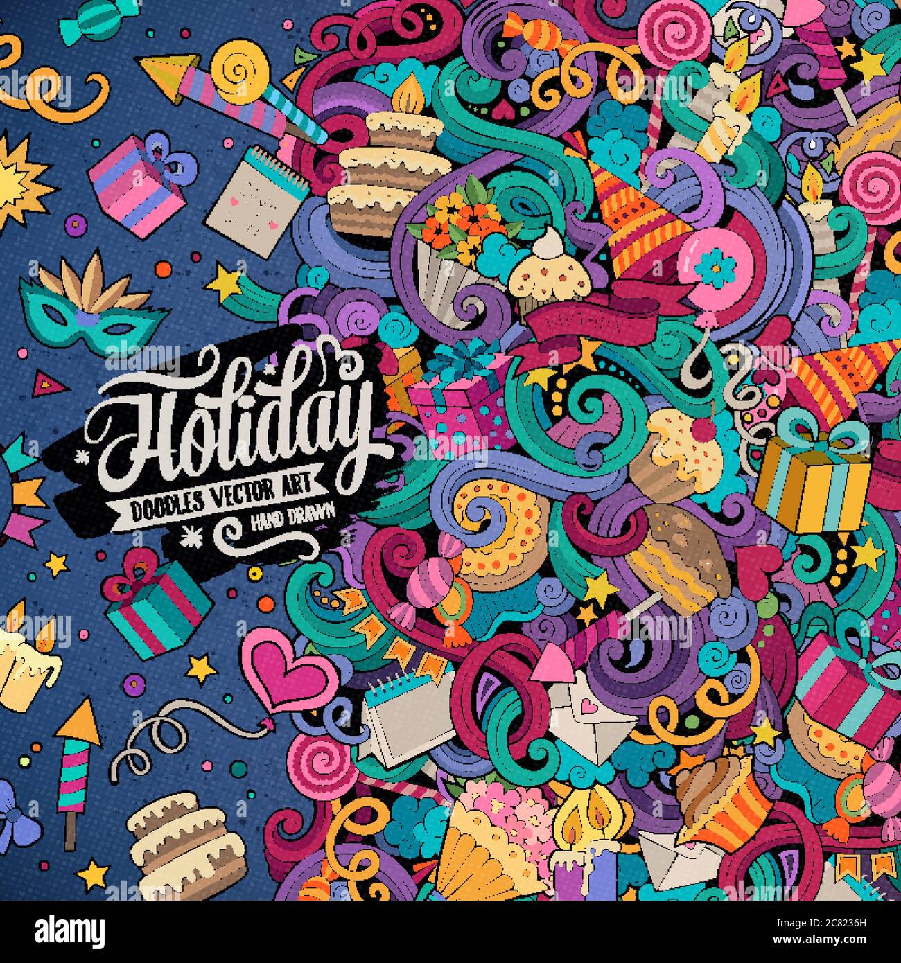 Cartoon hand-drawn doodles holidays illustration Stock Vector Image ...