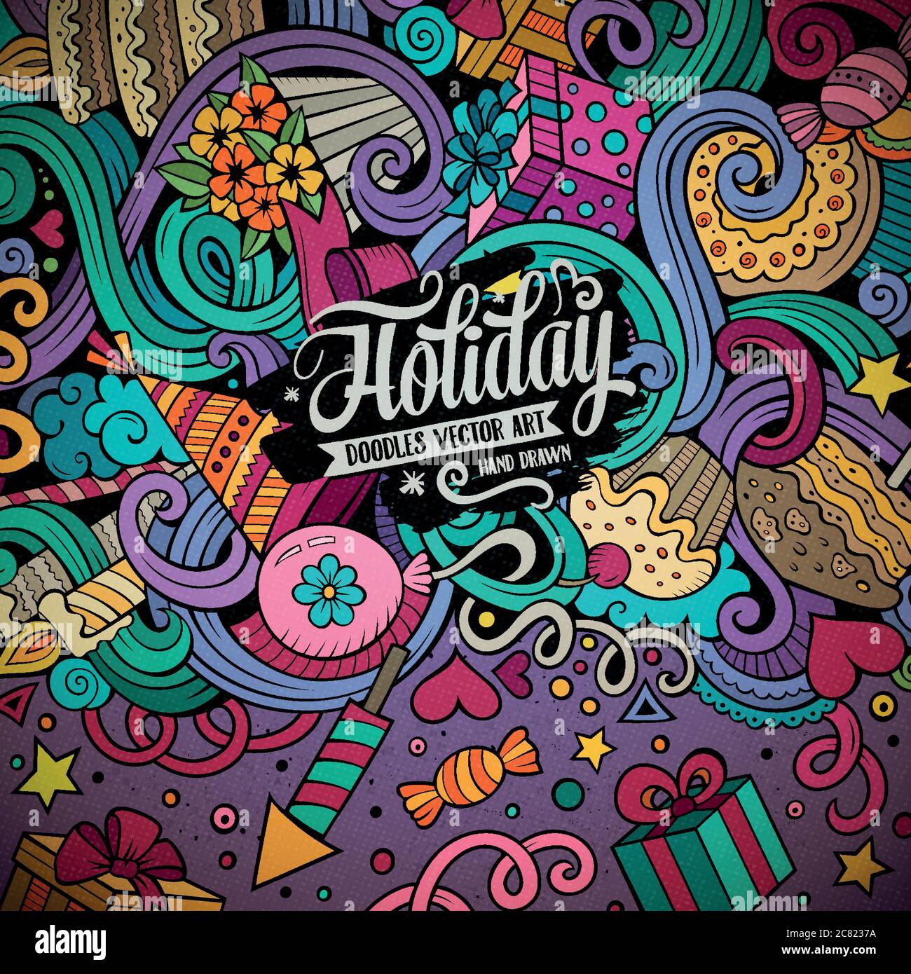 Cartoon hand-drawn doodles holidays illustration Stock Vector Image ...