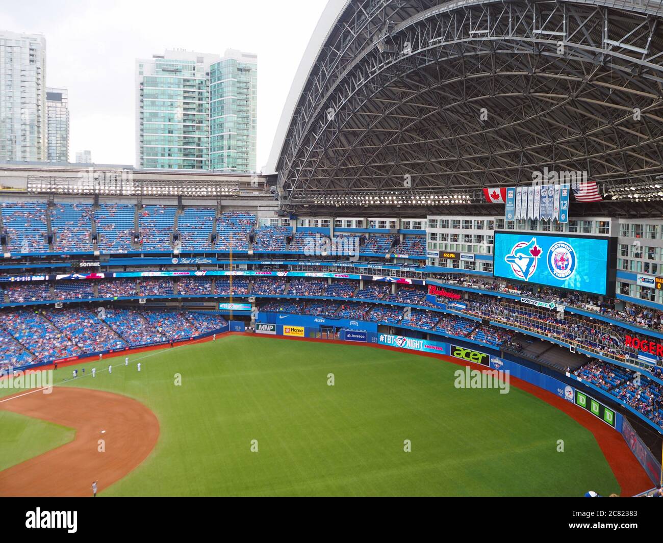 Toronto Blue Jays baseball team playing against the Detroit Tigers at Rogers Centre, Toronto, Ontario, Canada Stock Photo